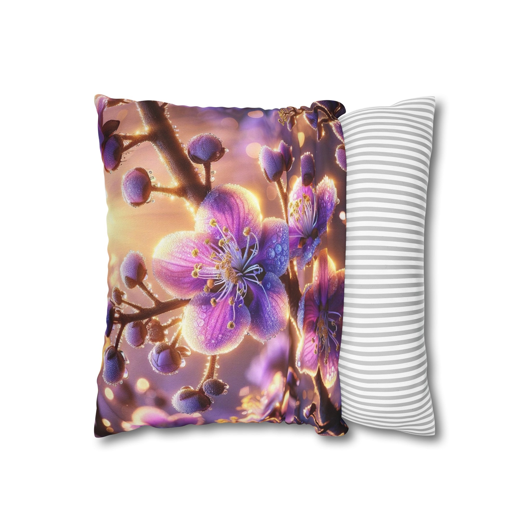 Purple diamond flowers (2) - Polyester Square Pillowcase