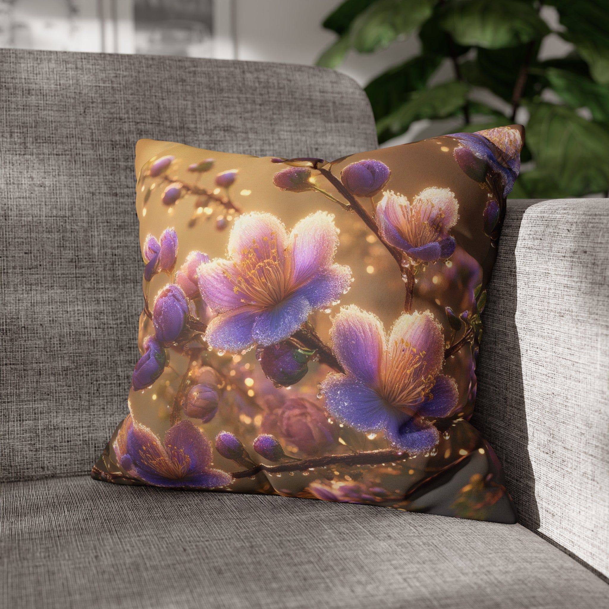 Purple diamond flowers (3) - Suede Square Pillowcase