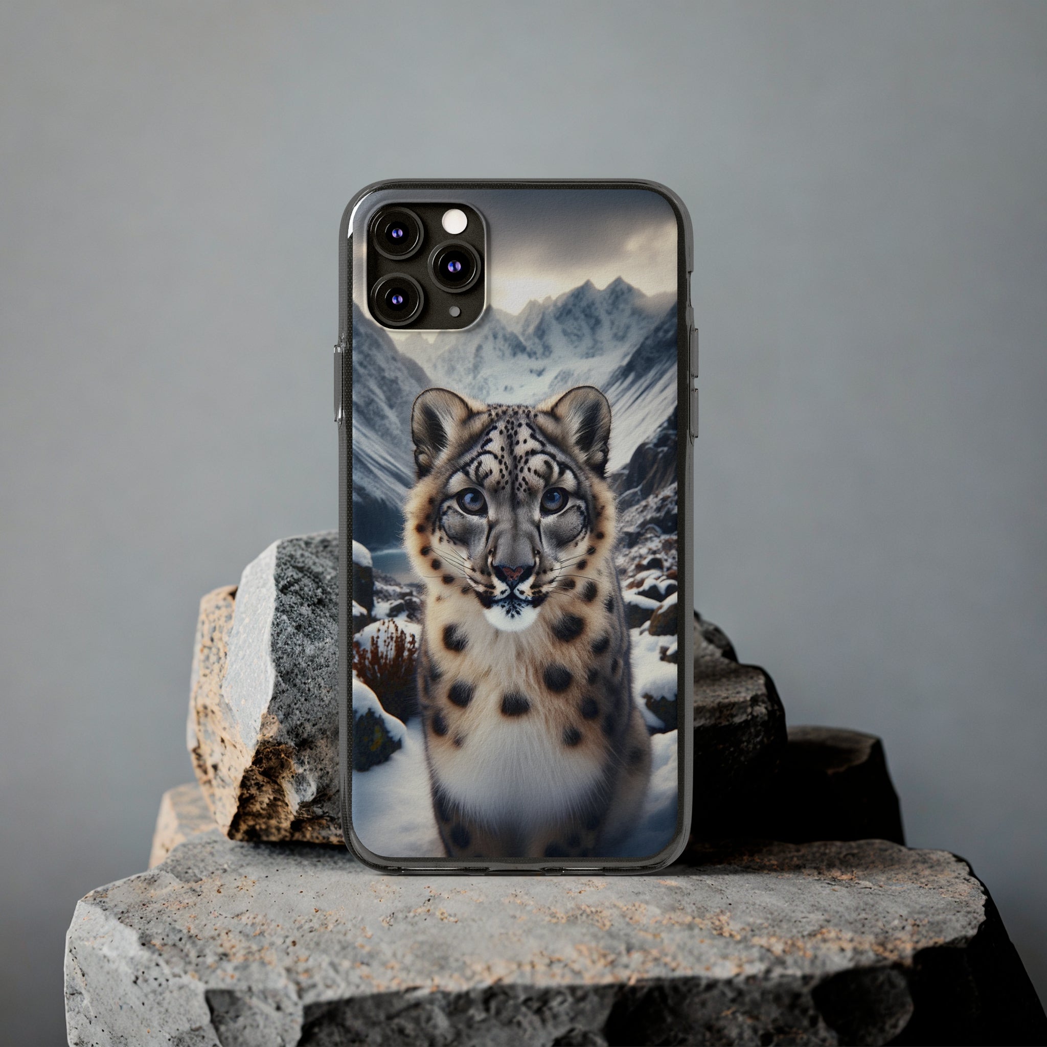 Curious Snow Leopard - Soft Phone Case