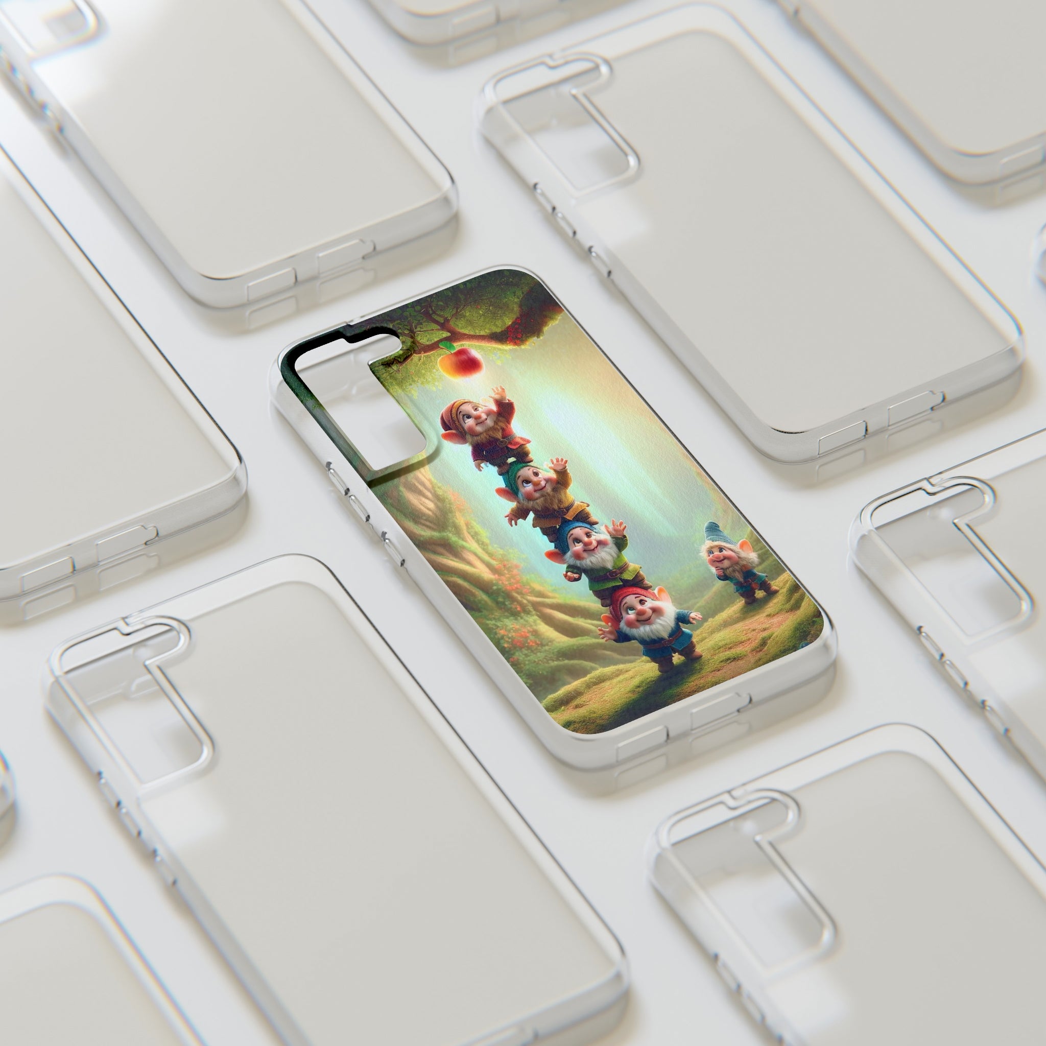 Gnomes reaching an apple - Soft Phone Case