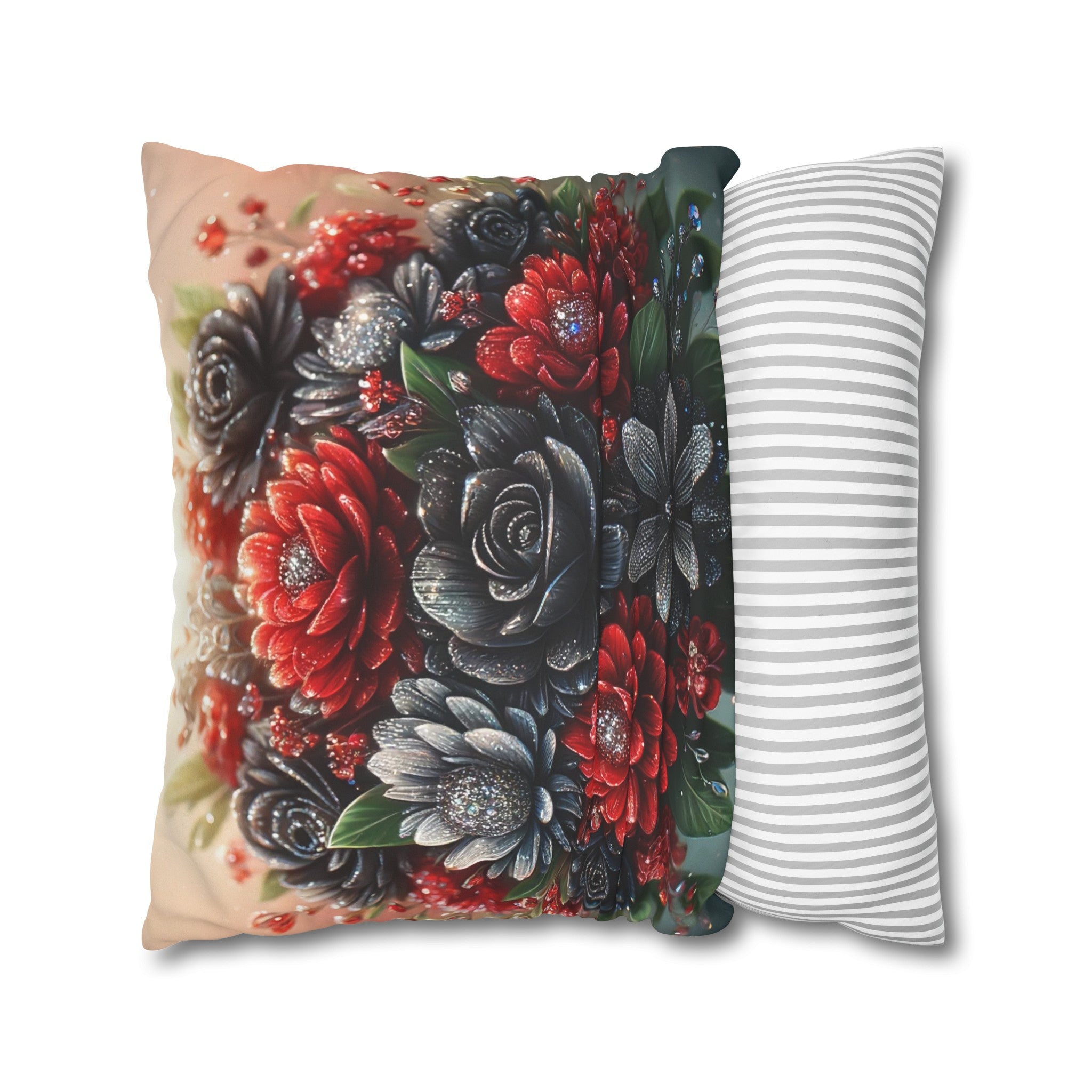 Black and Red Bouquet (1) - Suede Square Pillowcase