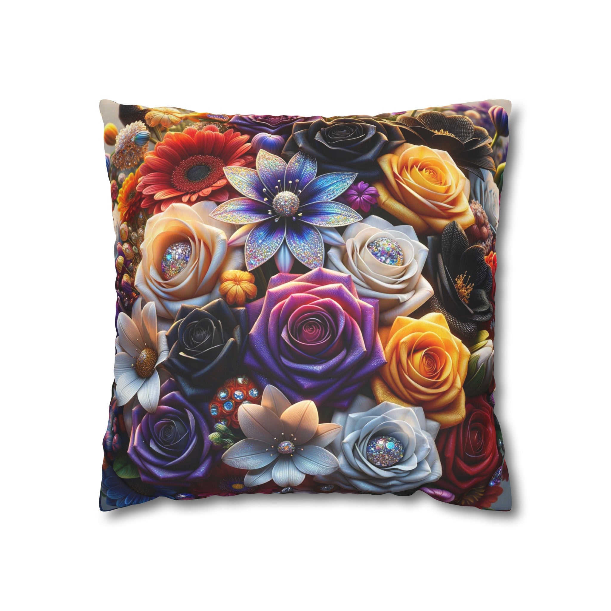 Colourful Bouquet (4) - Suede Square Pillowcase