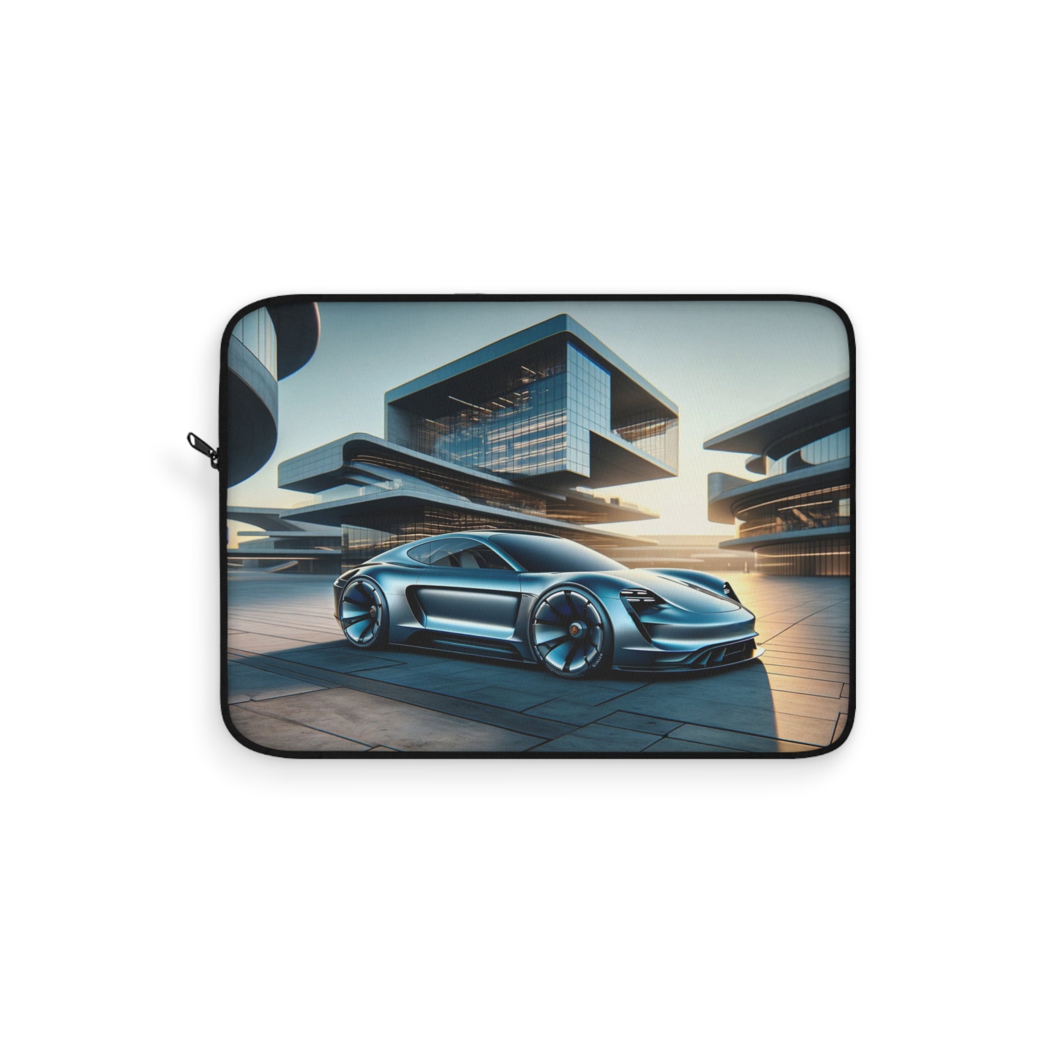 Blue car and buildings - Laptop Sleeve