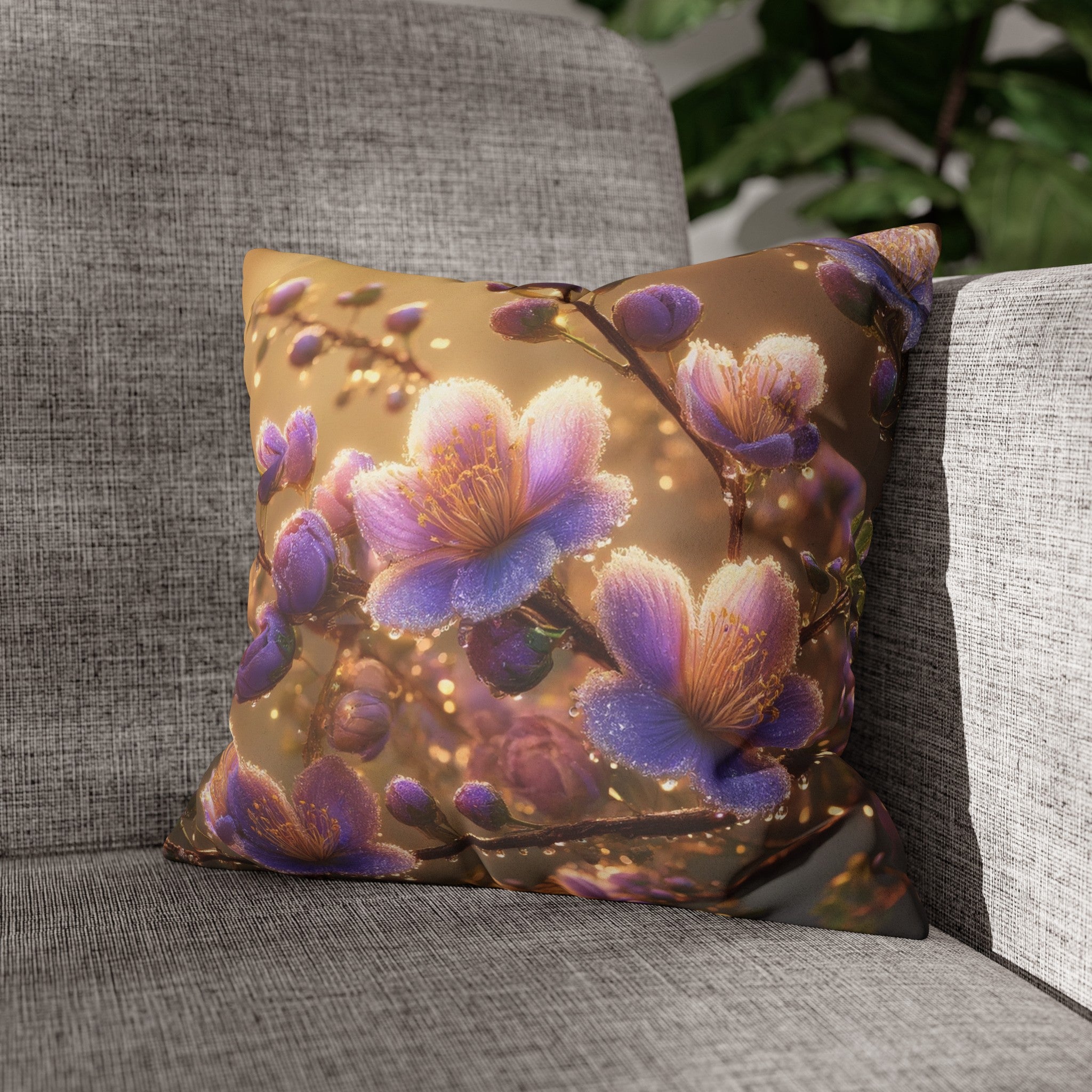 Purple diamond flowers (3) - Suede Square Pillowcase