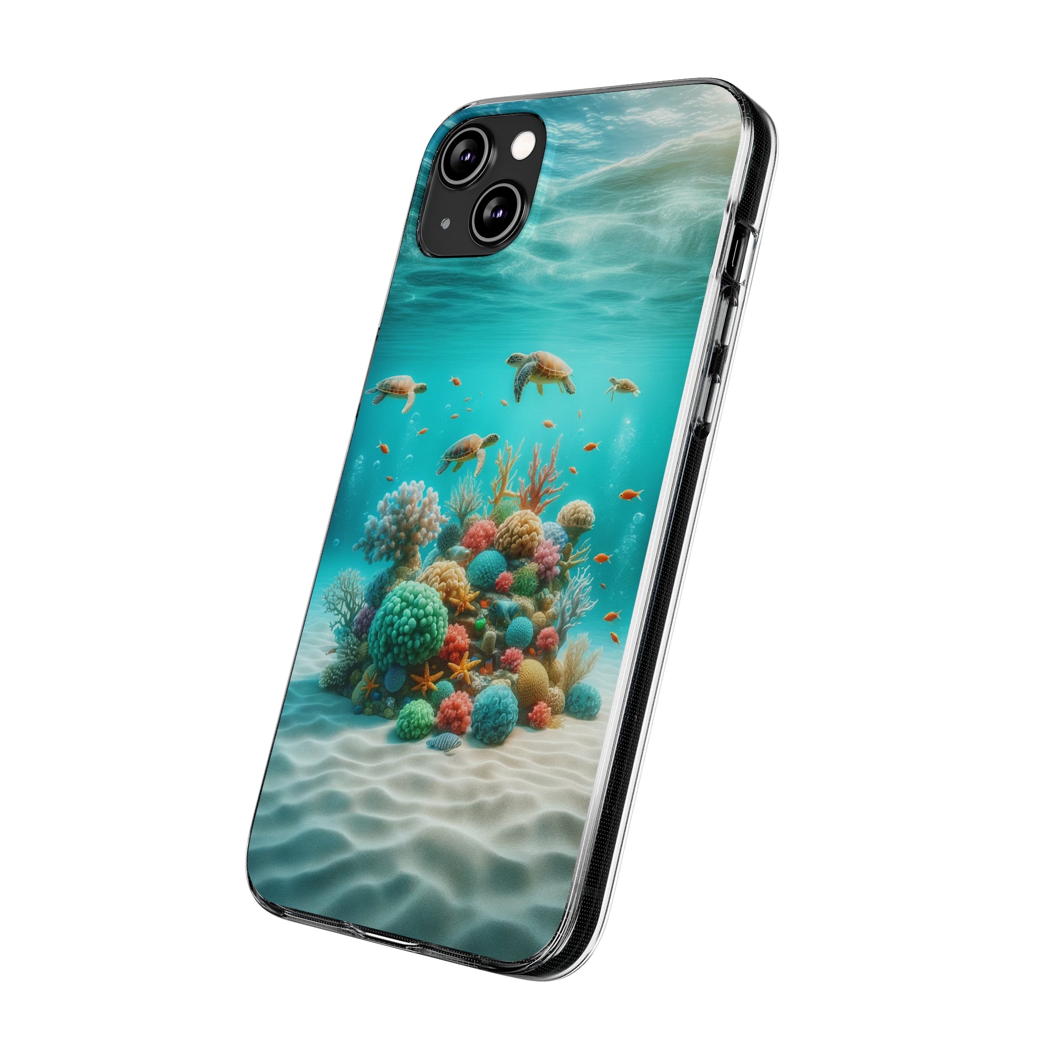 Turtles on coral reef - Soft Phone Case