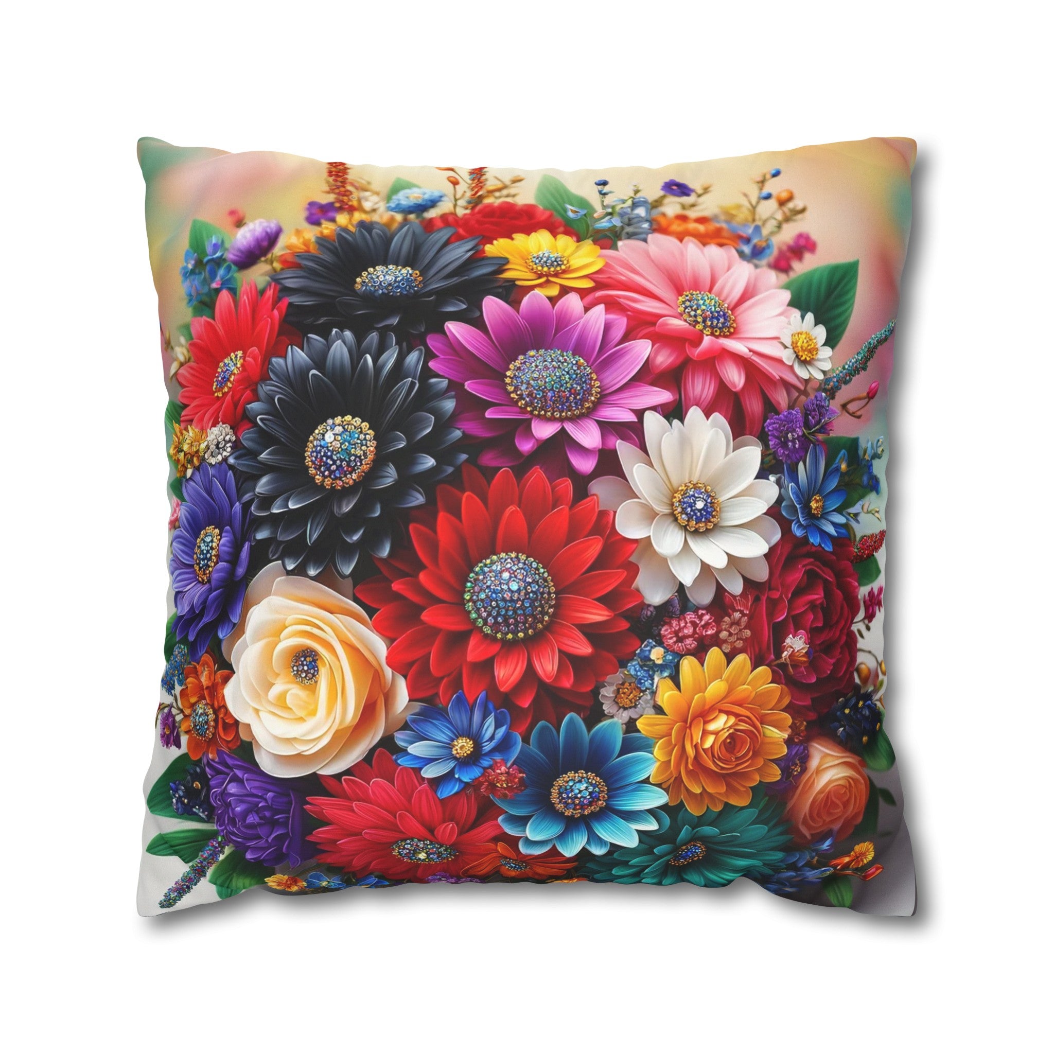 Colourful Bouquet (3) - Suede Square Pillowcase