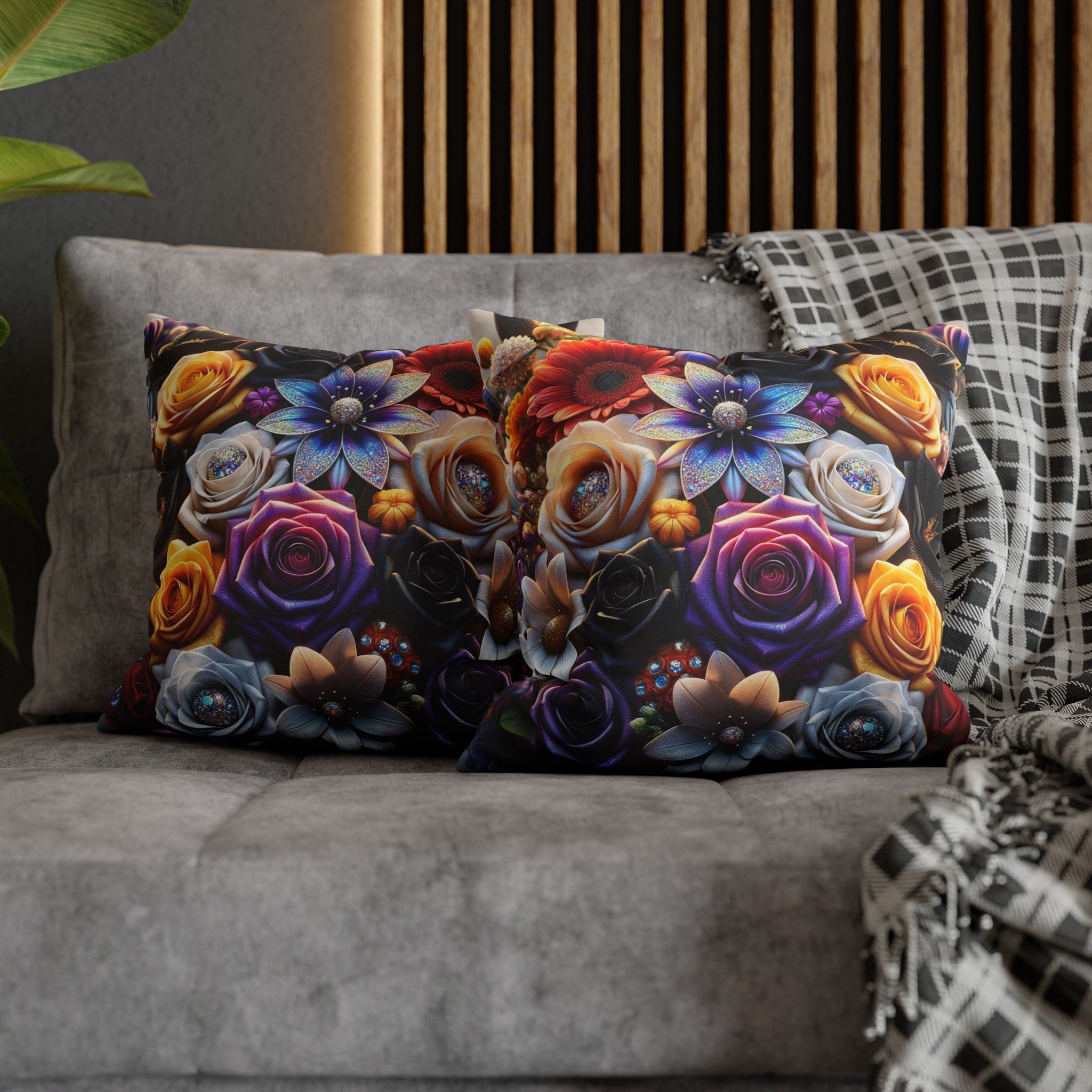 Colourful Bouquet (5) - Polyester Square Pillowcase