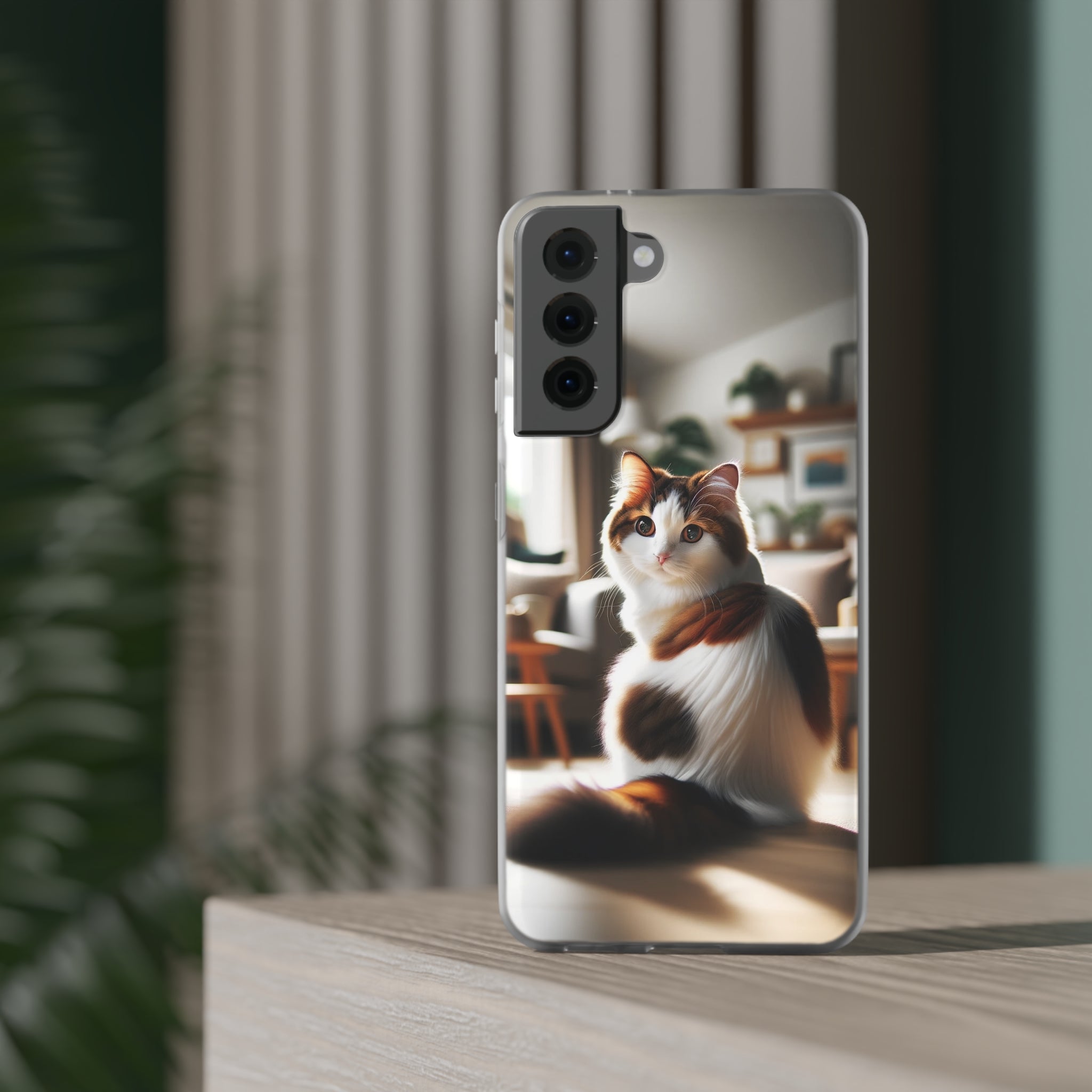 Curious, white-brown cat - Flexi Case (Samsung only)