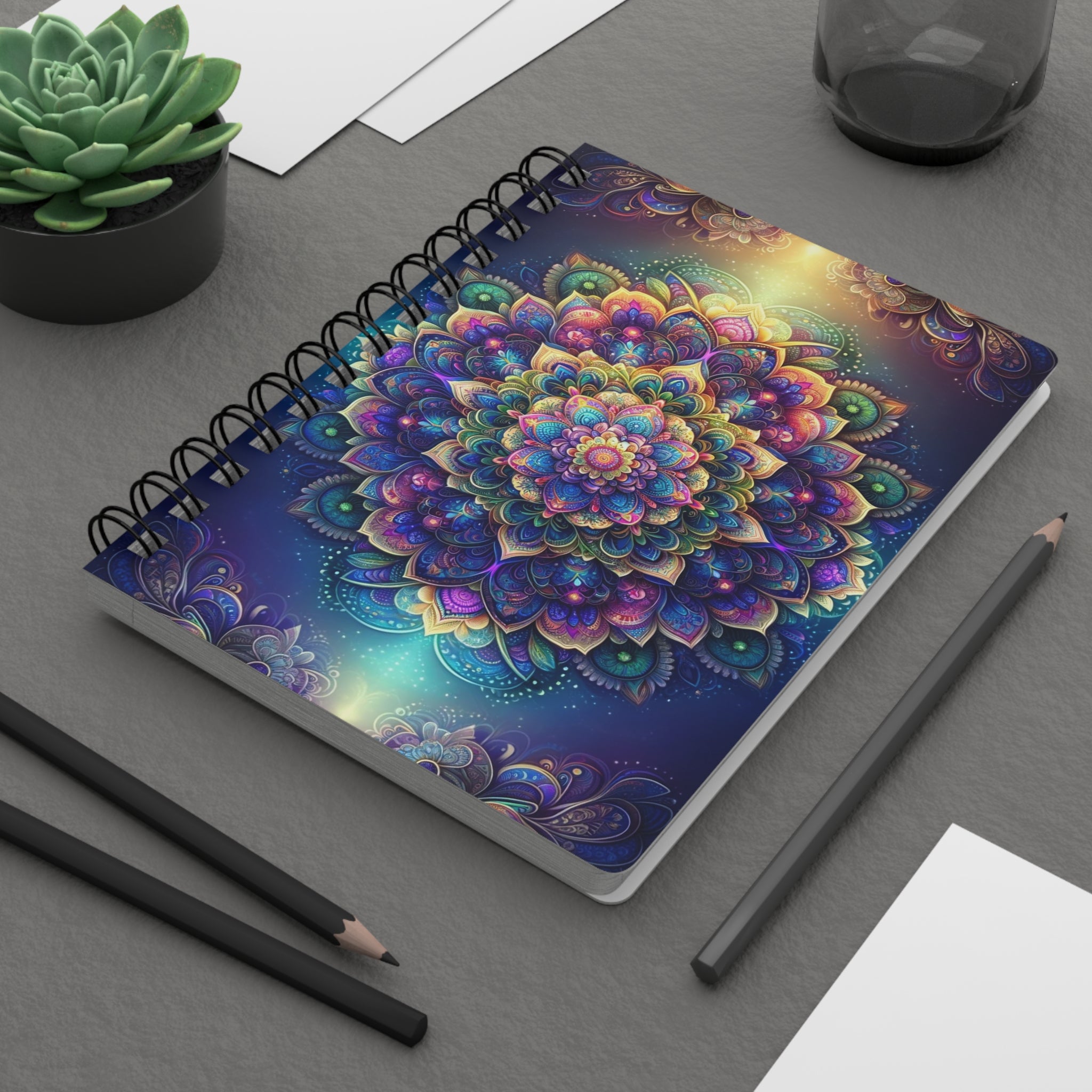 Purple and green Mandala - Spiral Notebook