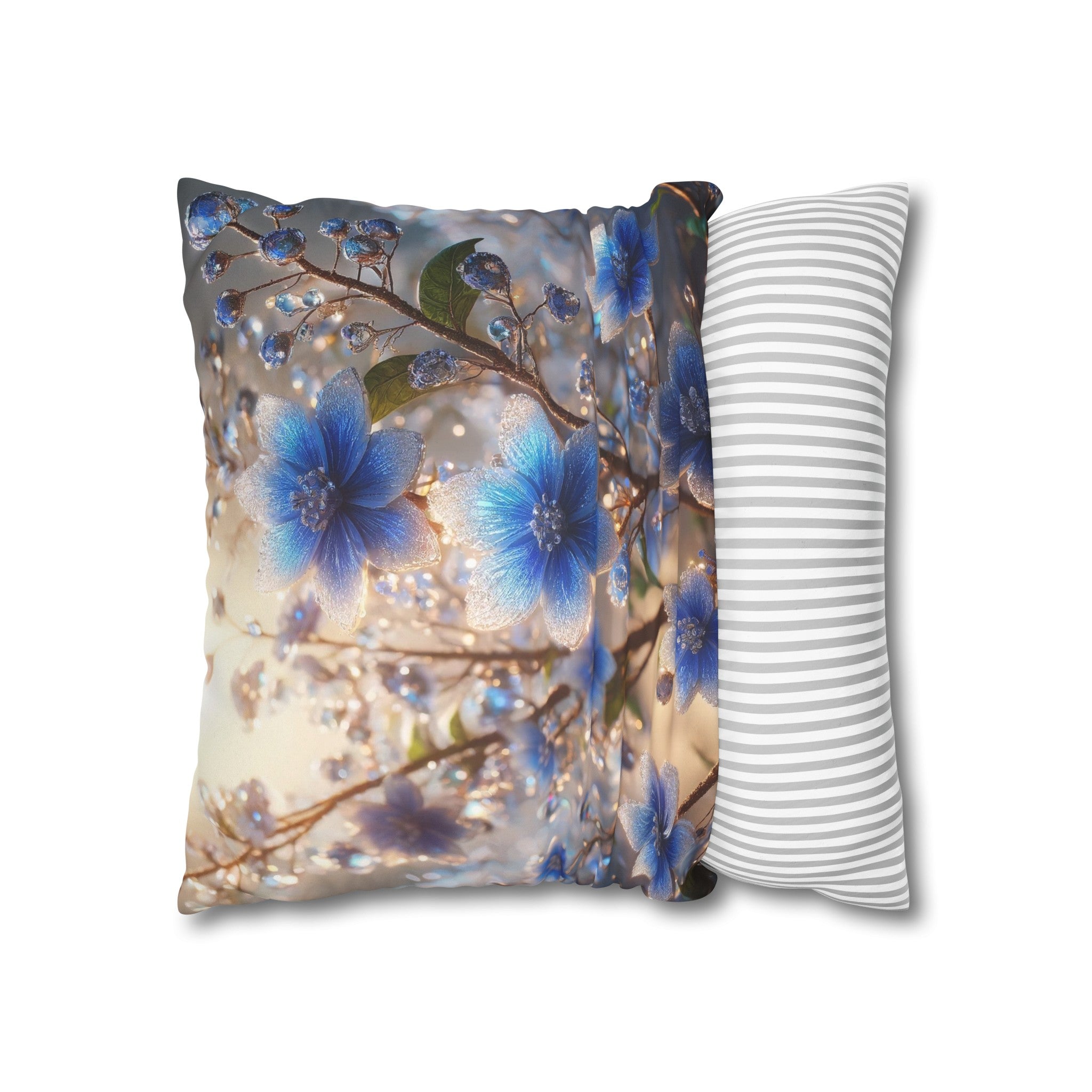 Blue, diamond flowers (4) - Suede Square Pillowcase