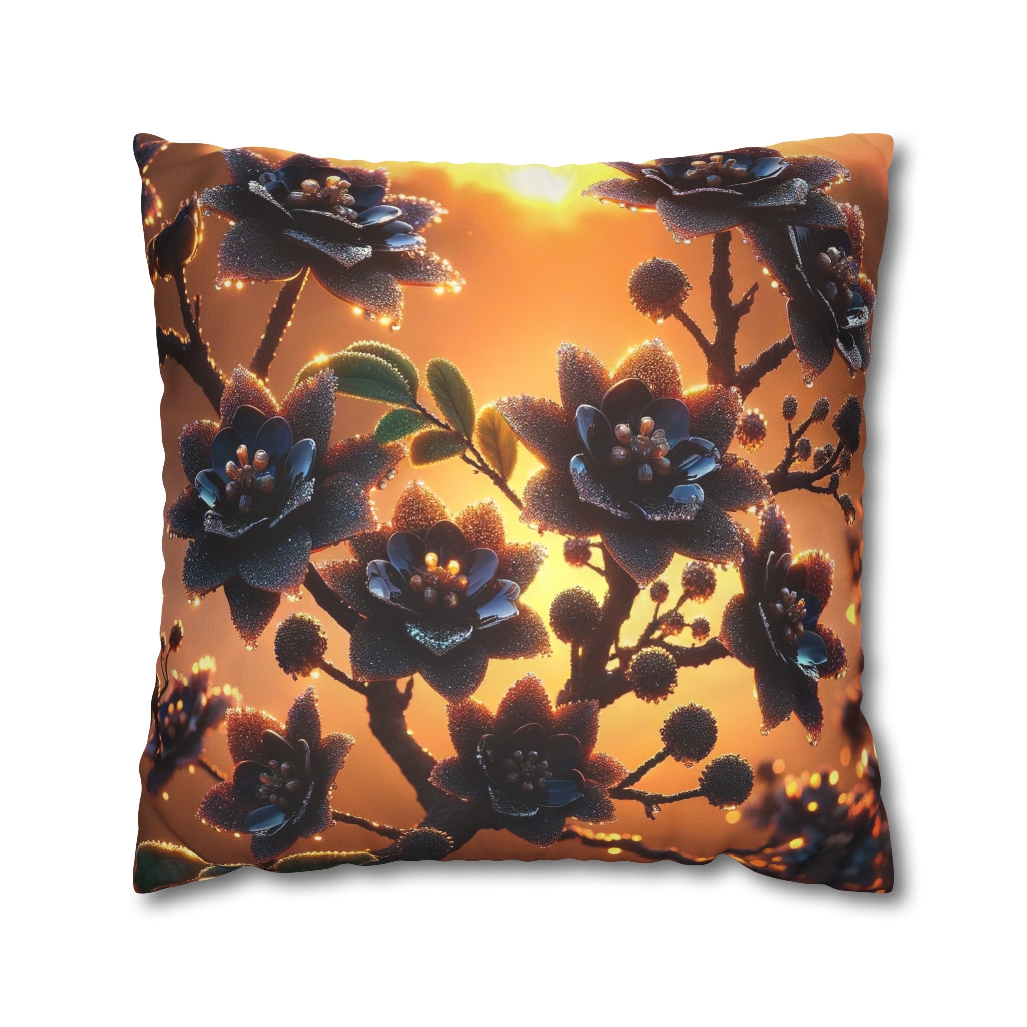 Black diamond flowers (3) - Suede Square Pillowcase