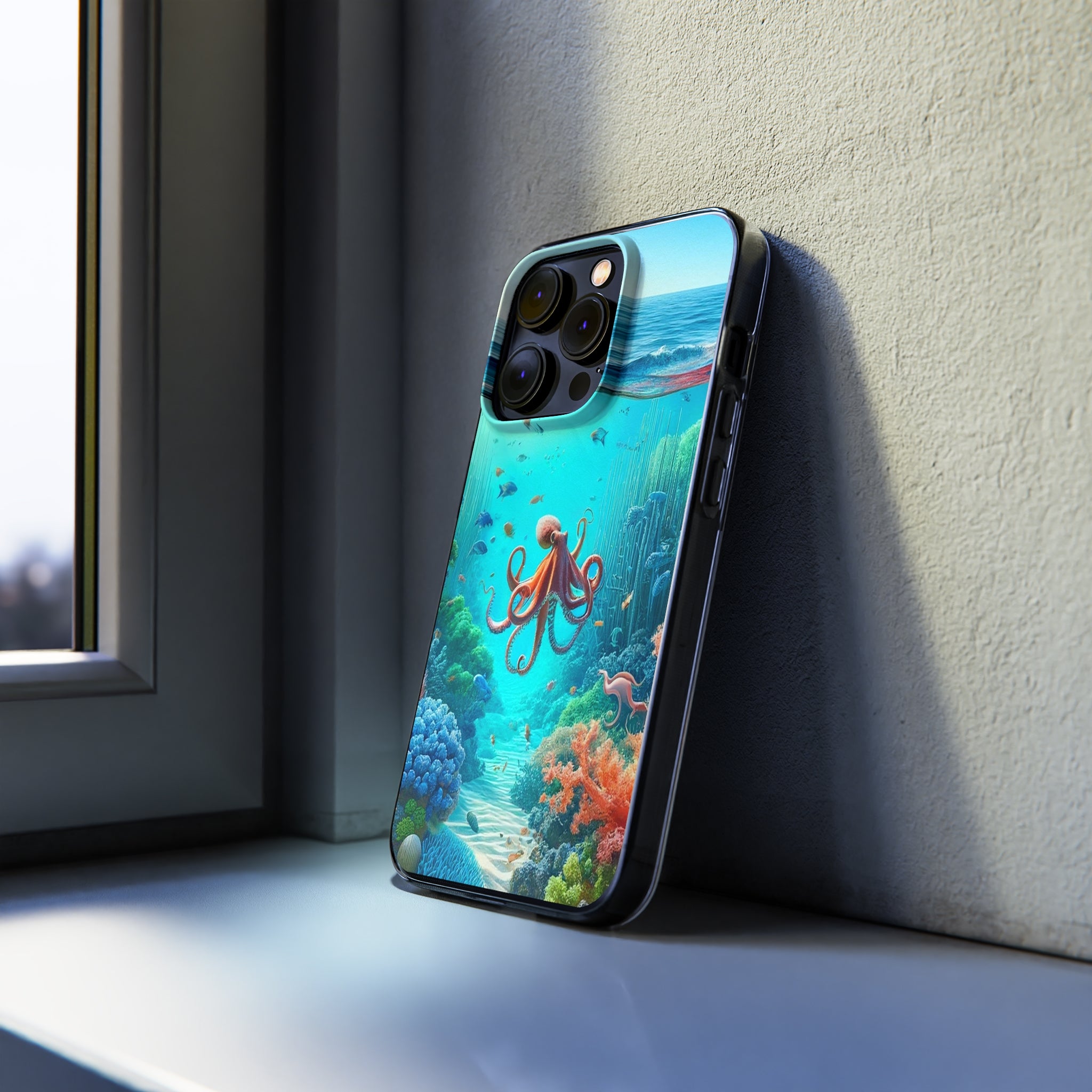 Octopus in turquoise water - Soft Phone Case