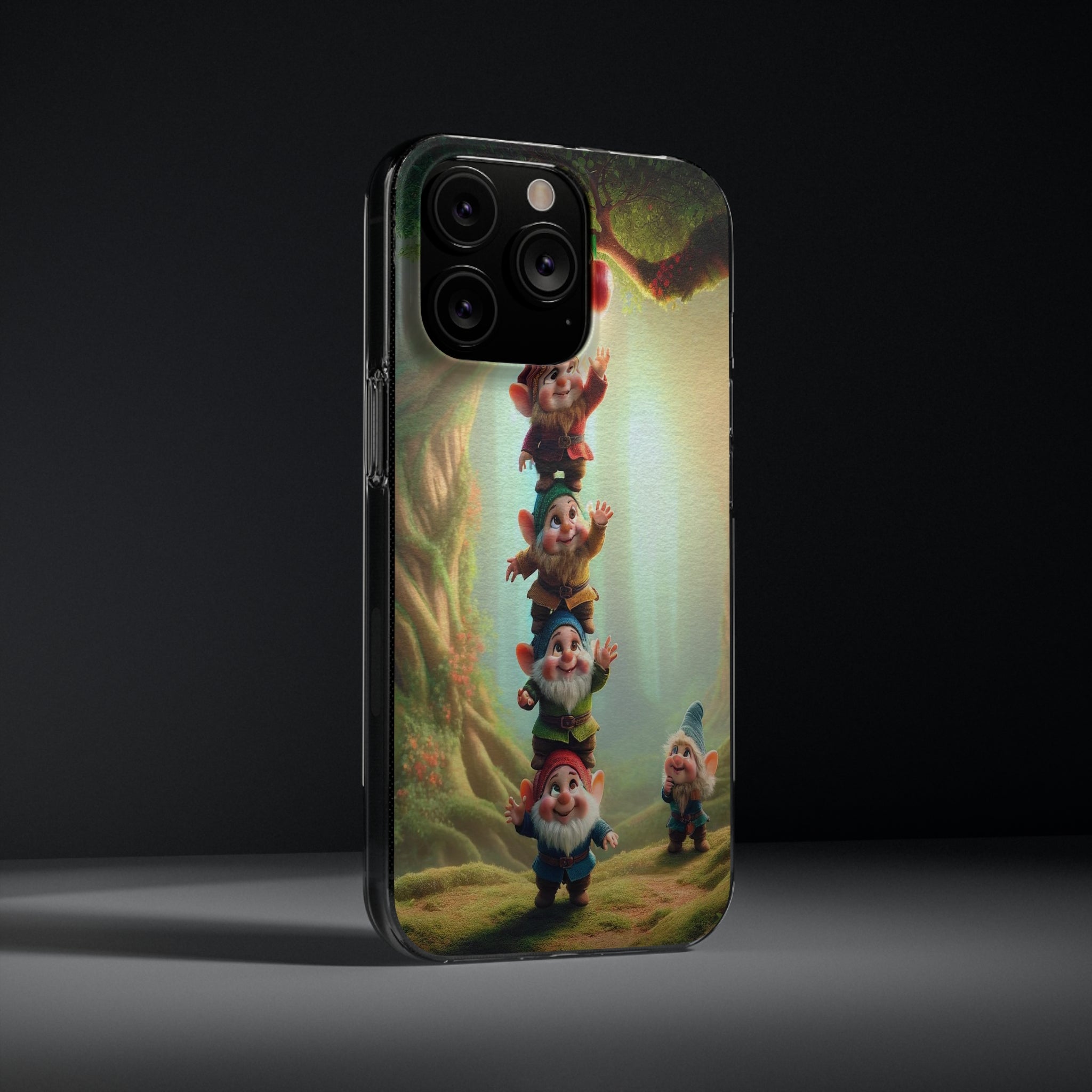 Gnomes reaching an apple - Soft Phone Case