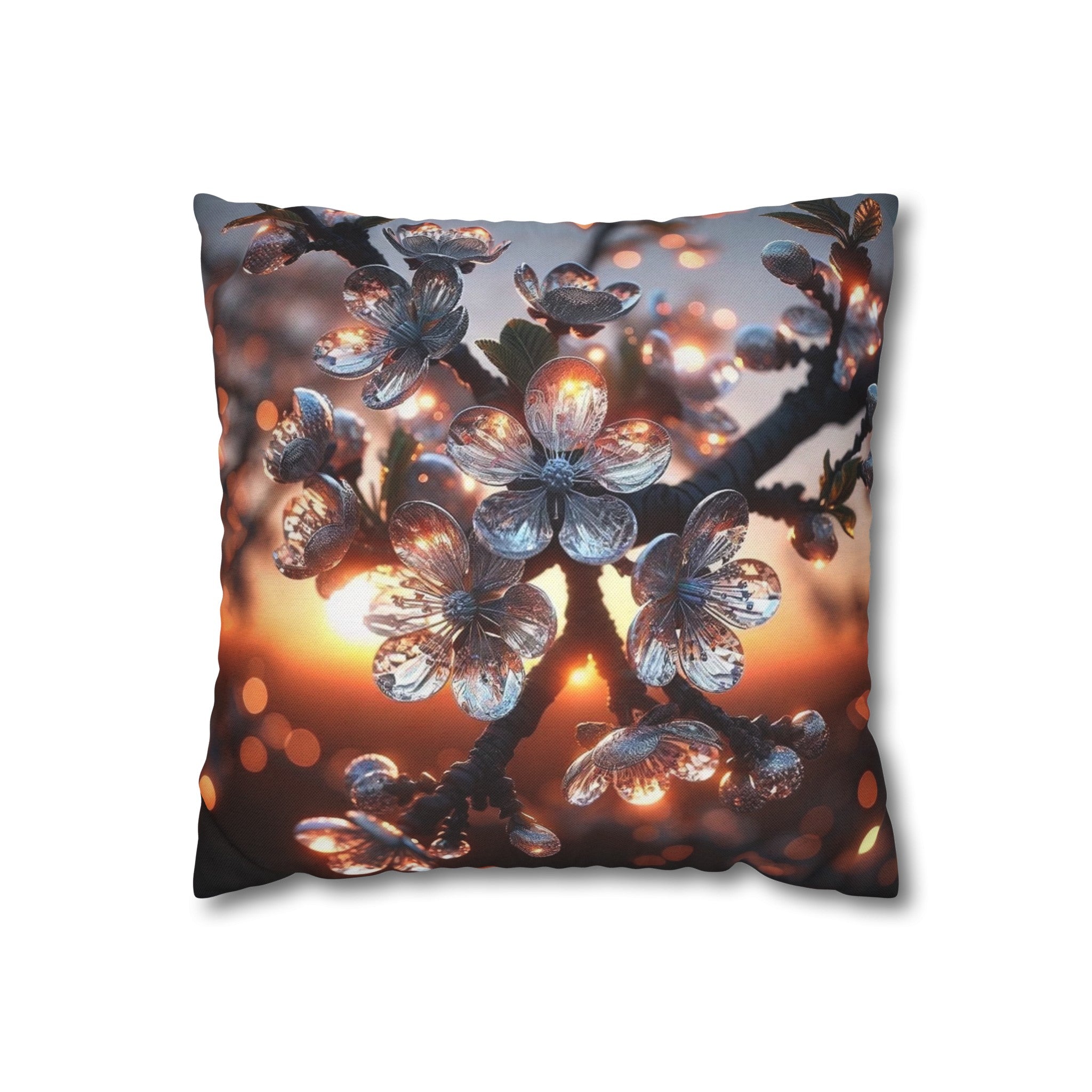 White diamond flowers (3) - Polyester Square Pillowcase