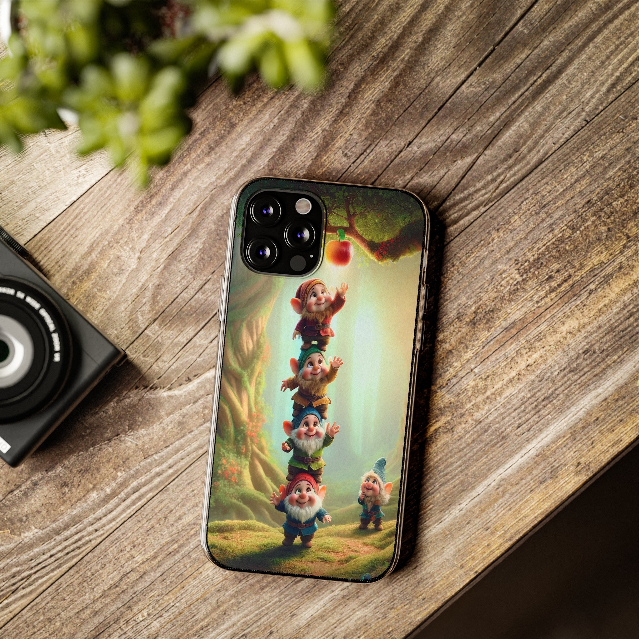 Gnomes reaching an apple - Soft Phone Case