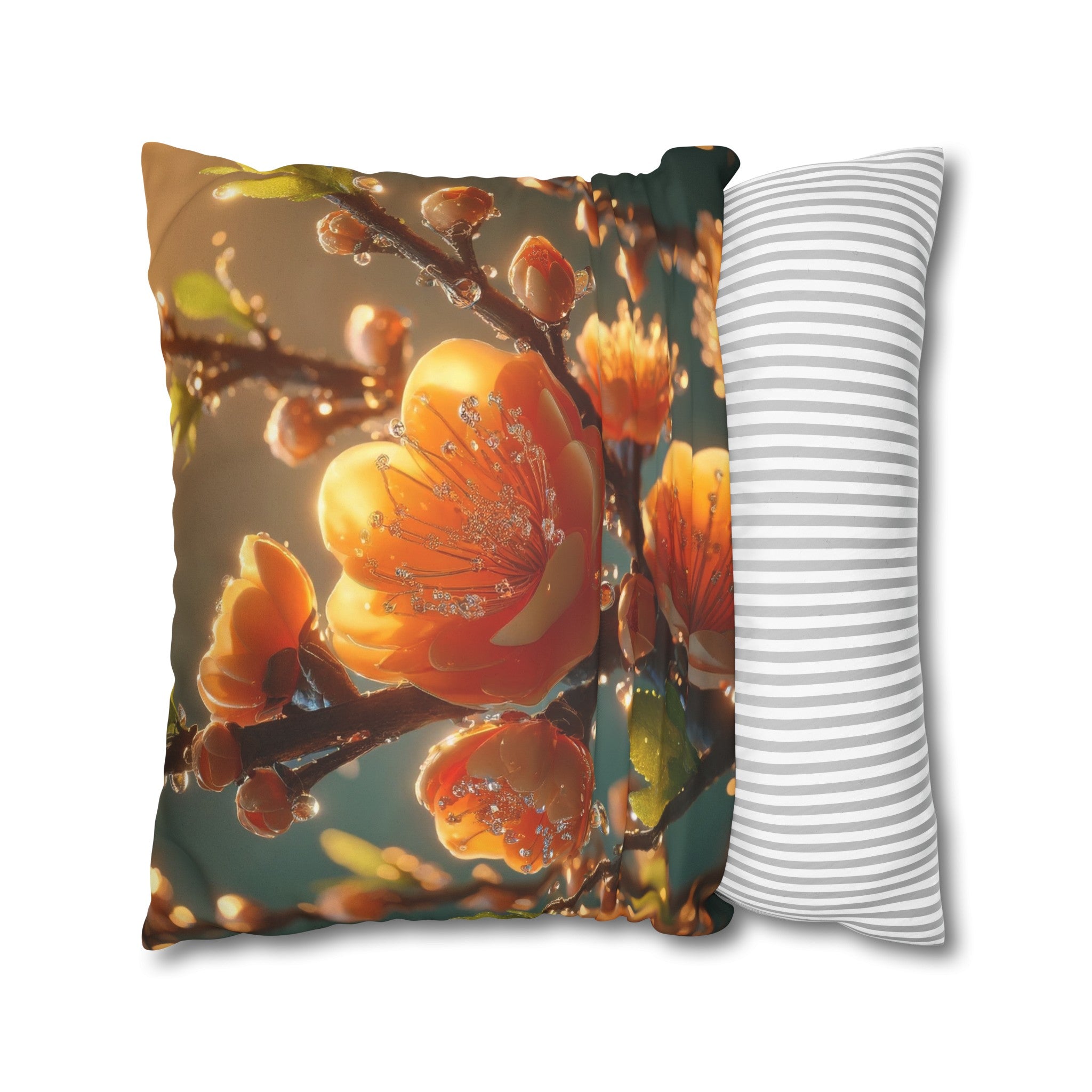 Orange diamond flowers (2) - Suede Square Pillowcase