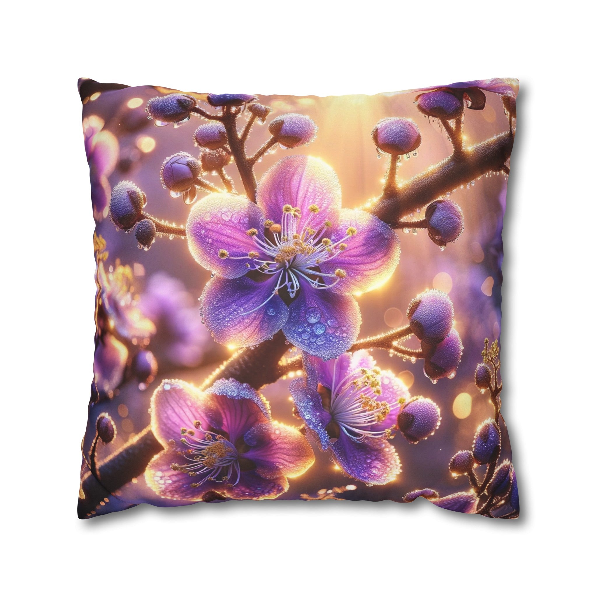 Purple diamond flowers (2) - Suede Square Pillowcase