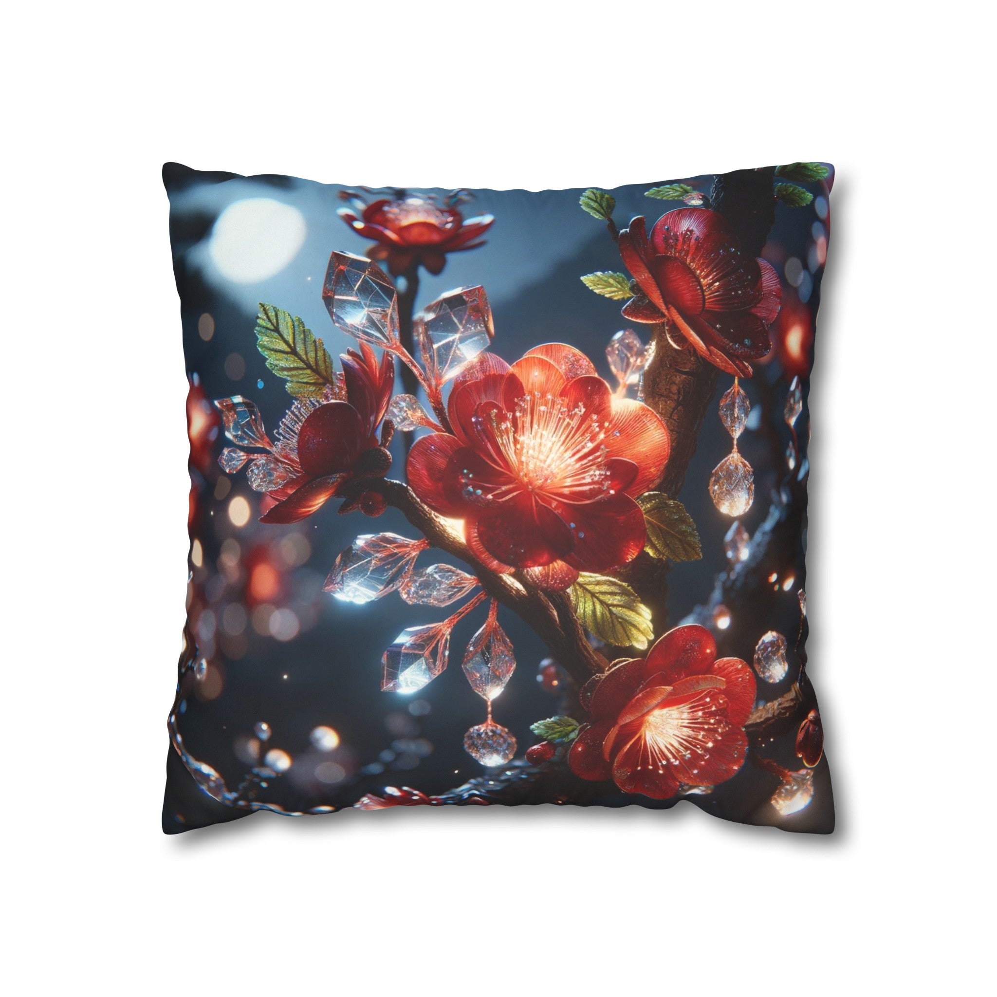 Red diamond flowers (5) - Suede Square Pillowcase