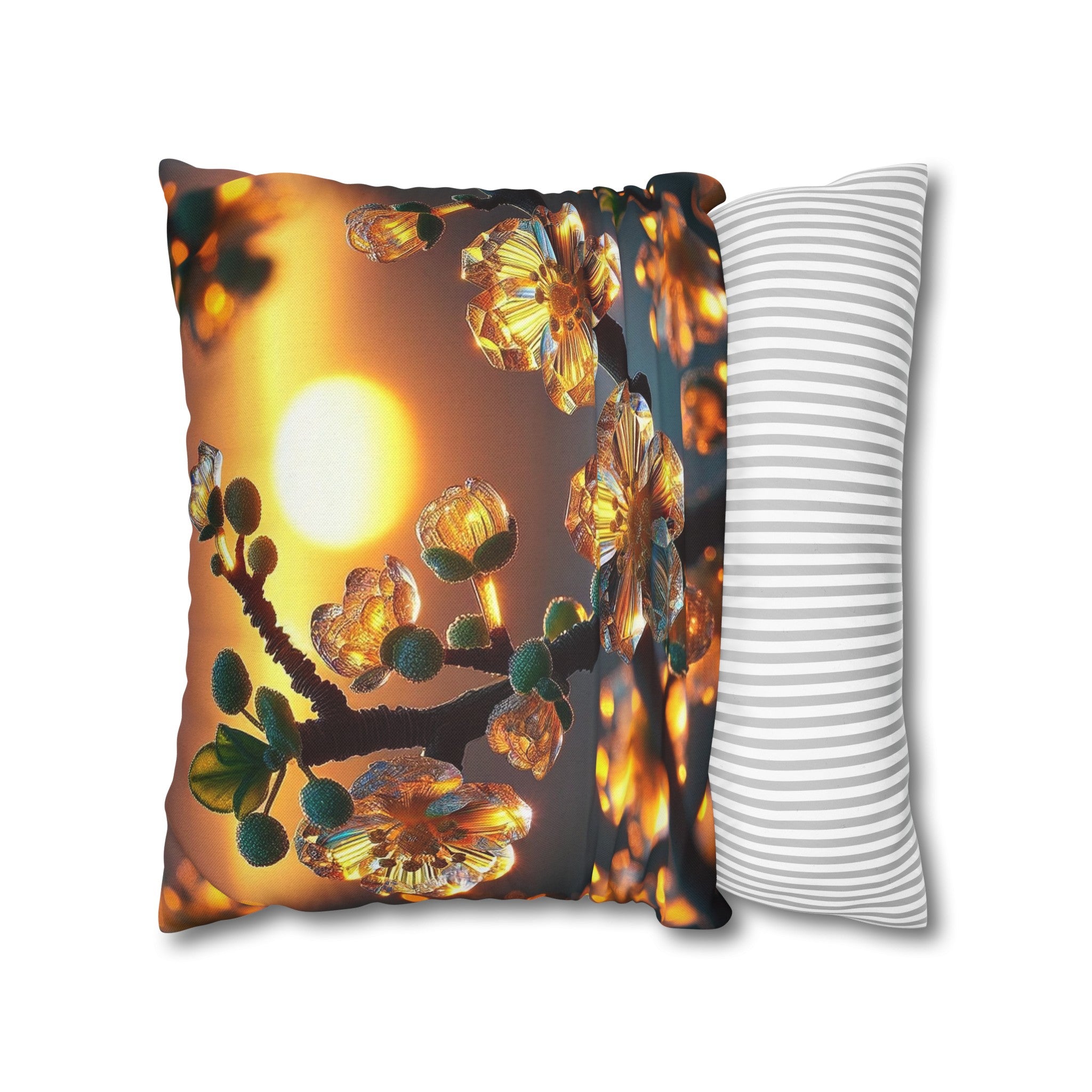 Yellow diamond flowers (4) - Polyester Square Pillowcase