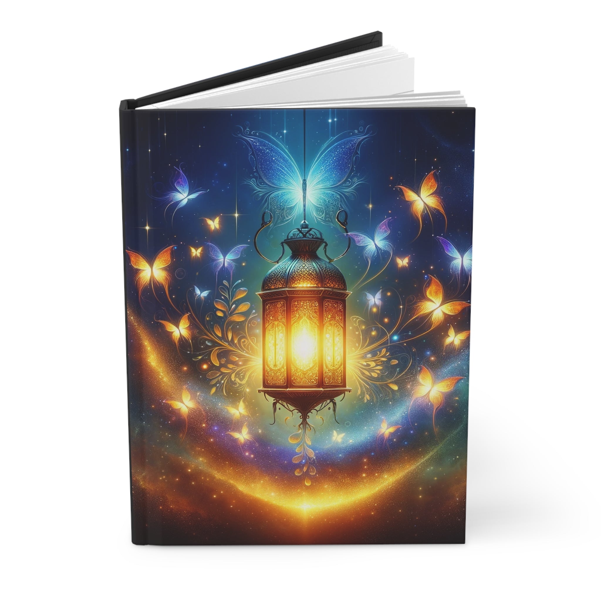 Butterflies flying around a lamp 1 - Hardcover Notebook