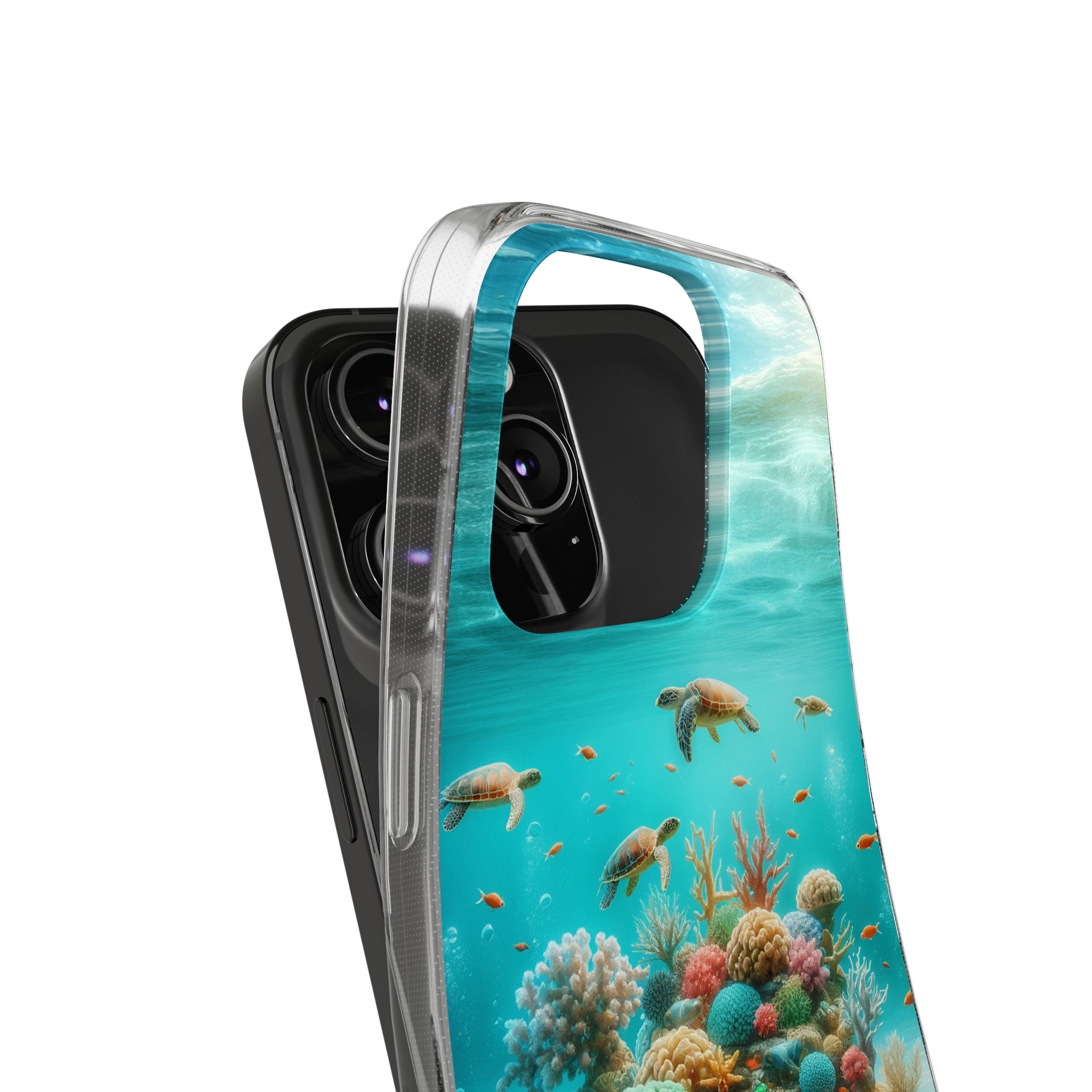 Turtles on coral reef - Soft Phone Case