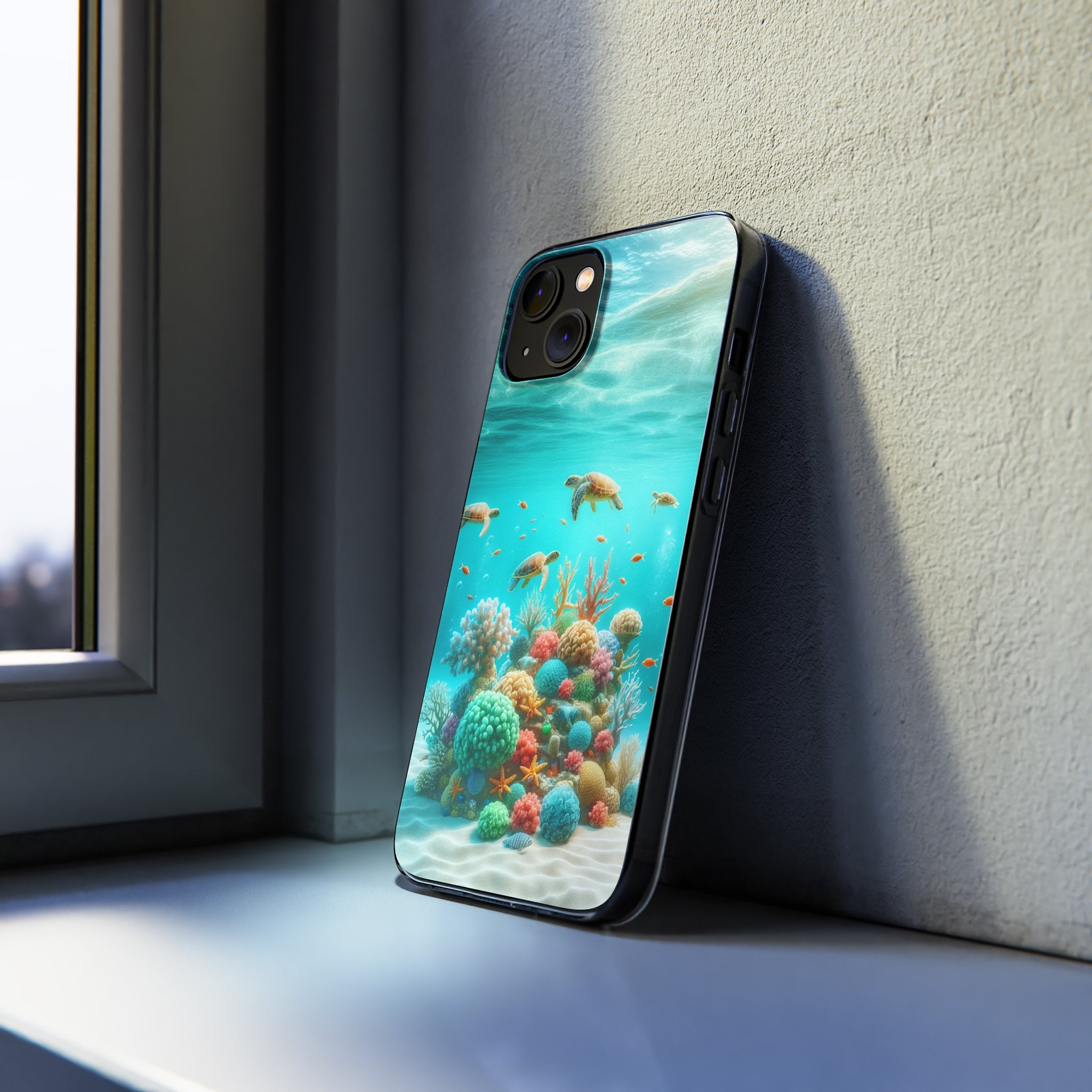 Turtles on coral reef - Soft Phone Case