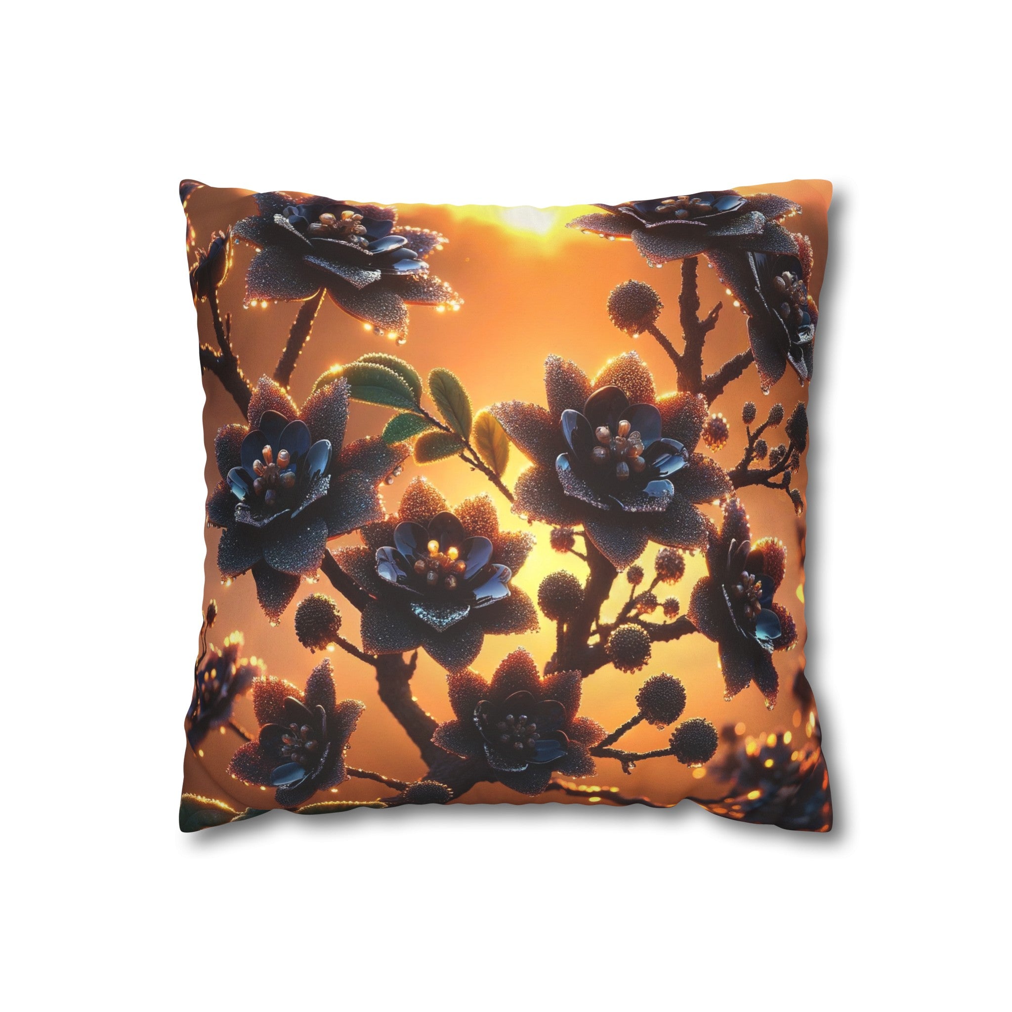 Black diamond flowers (3) - Suede Square Pillowcase