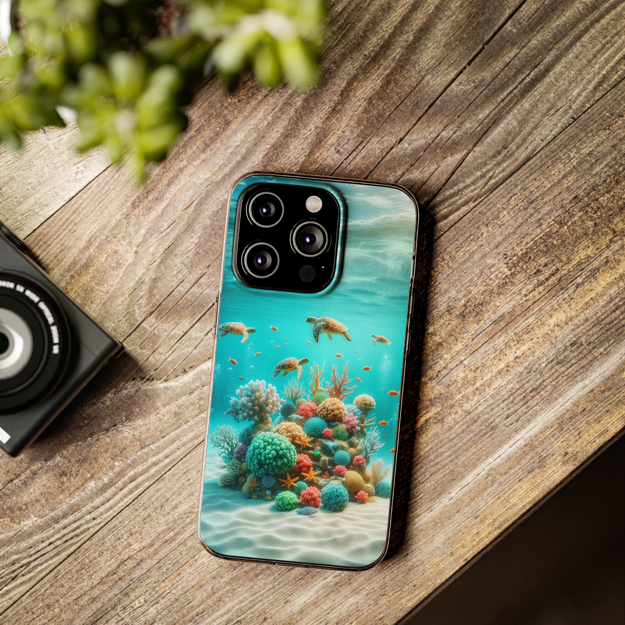 Turtles on coral reef - Soft Phone Case