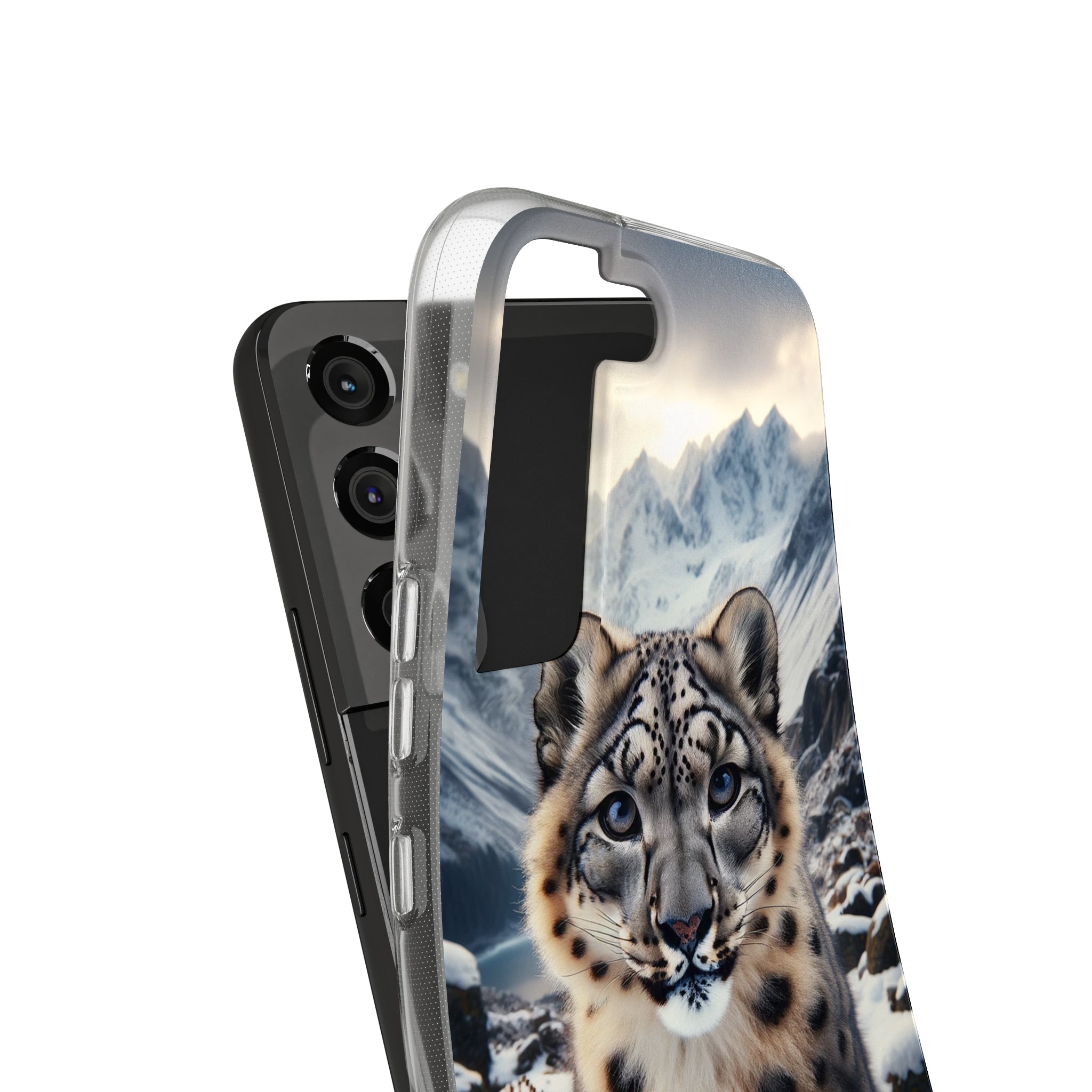 Curious Snow Leopard - Soft Phone Case