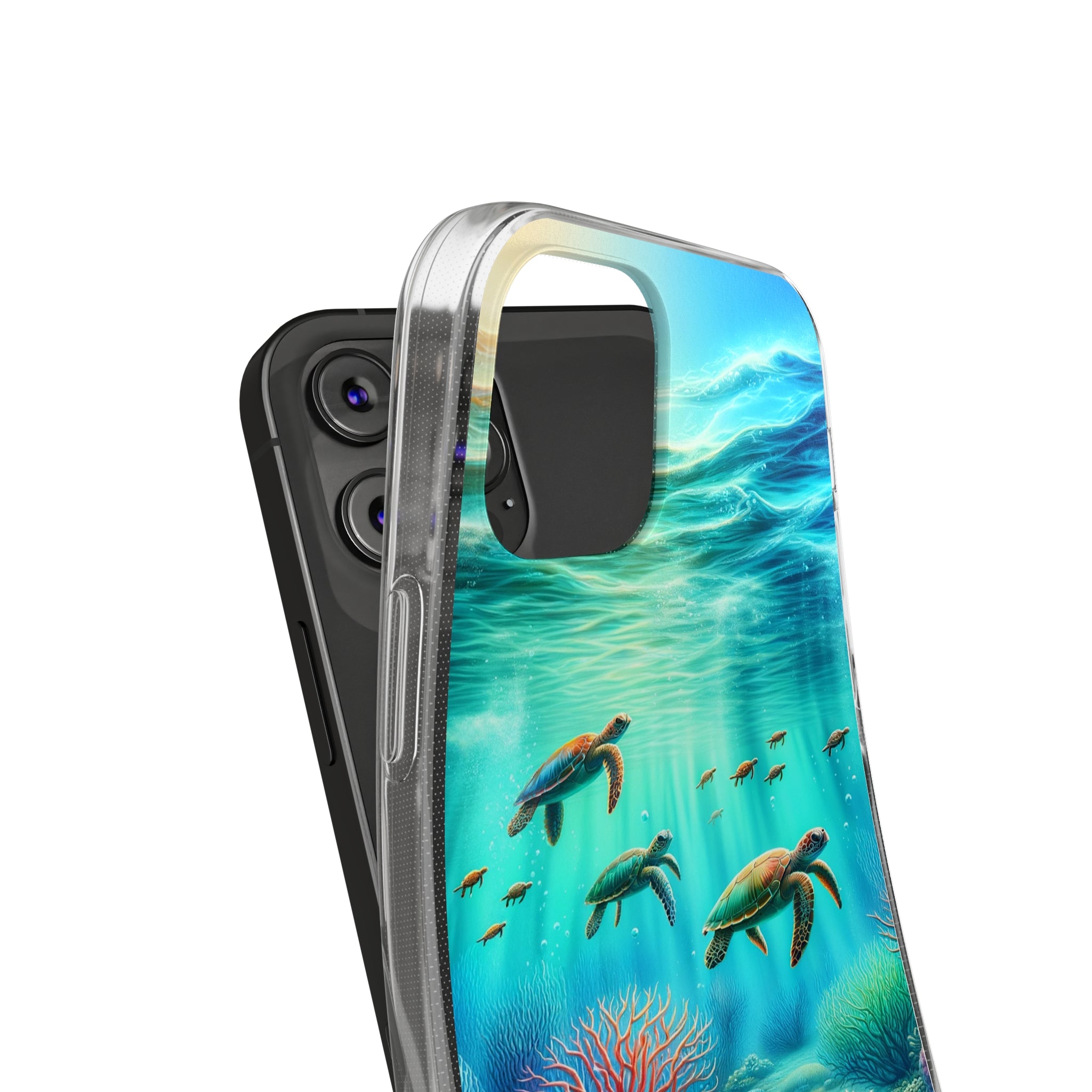 Turtles and coral reef - Soft Phone Case