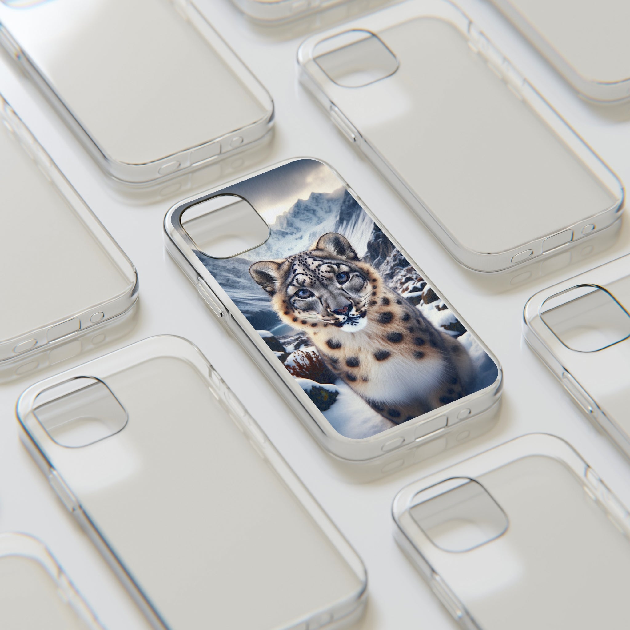 Curious Snow Leopard - Soft Phone Case