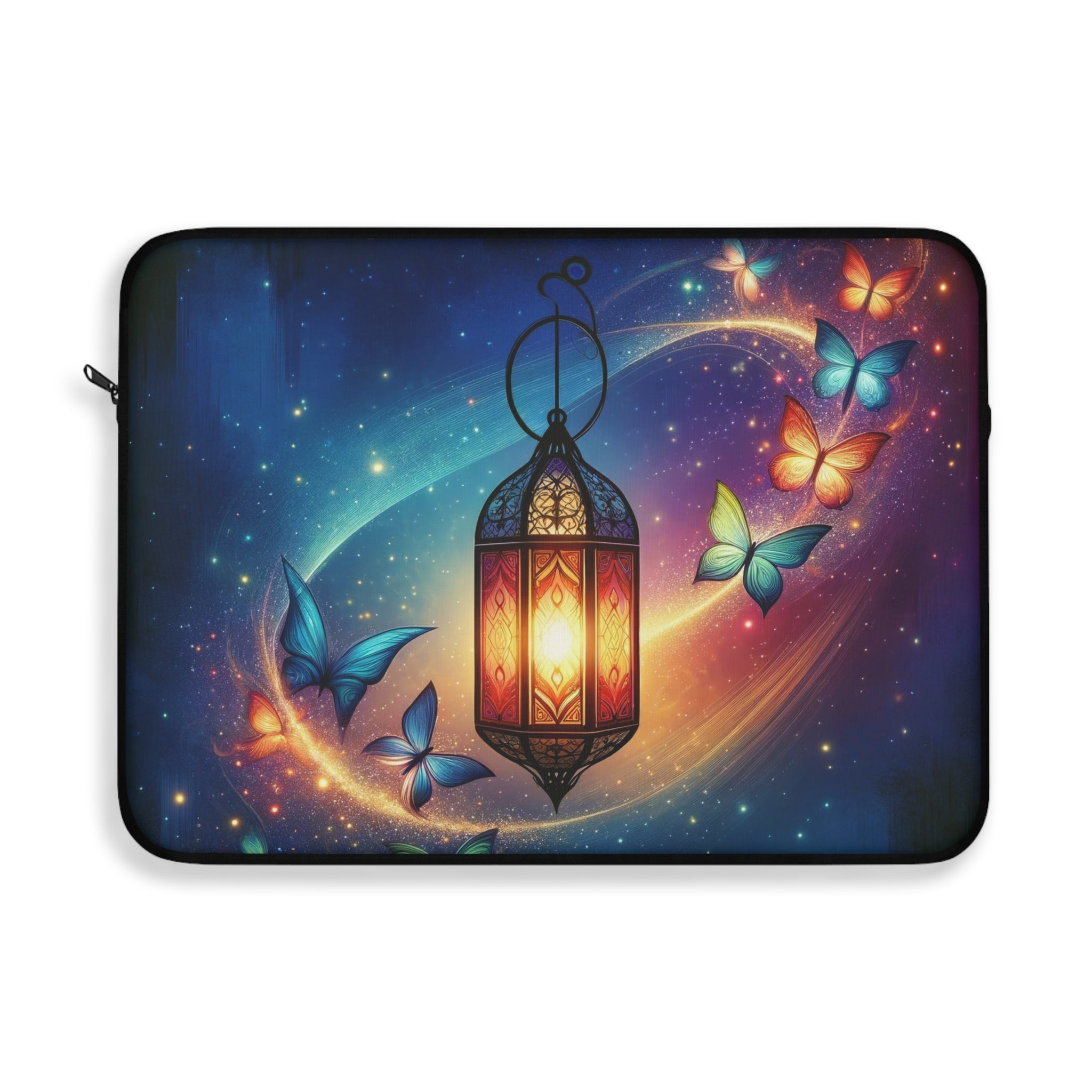 Colourful butterflies around an oil lamp - Laptop Sleeve