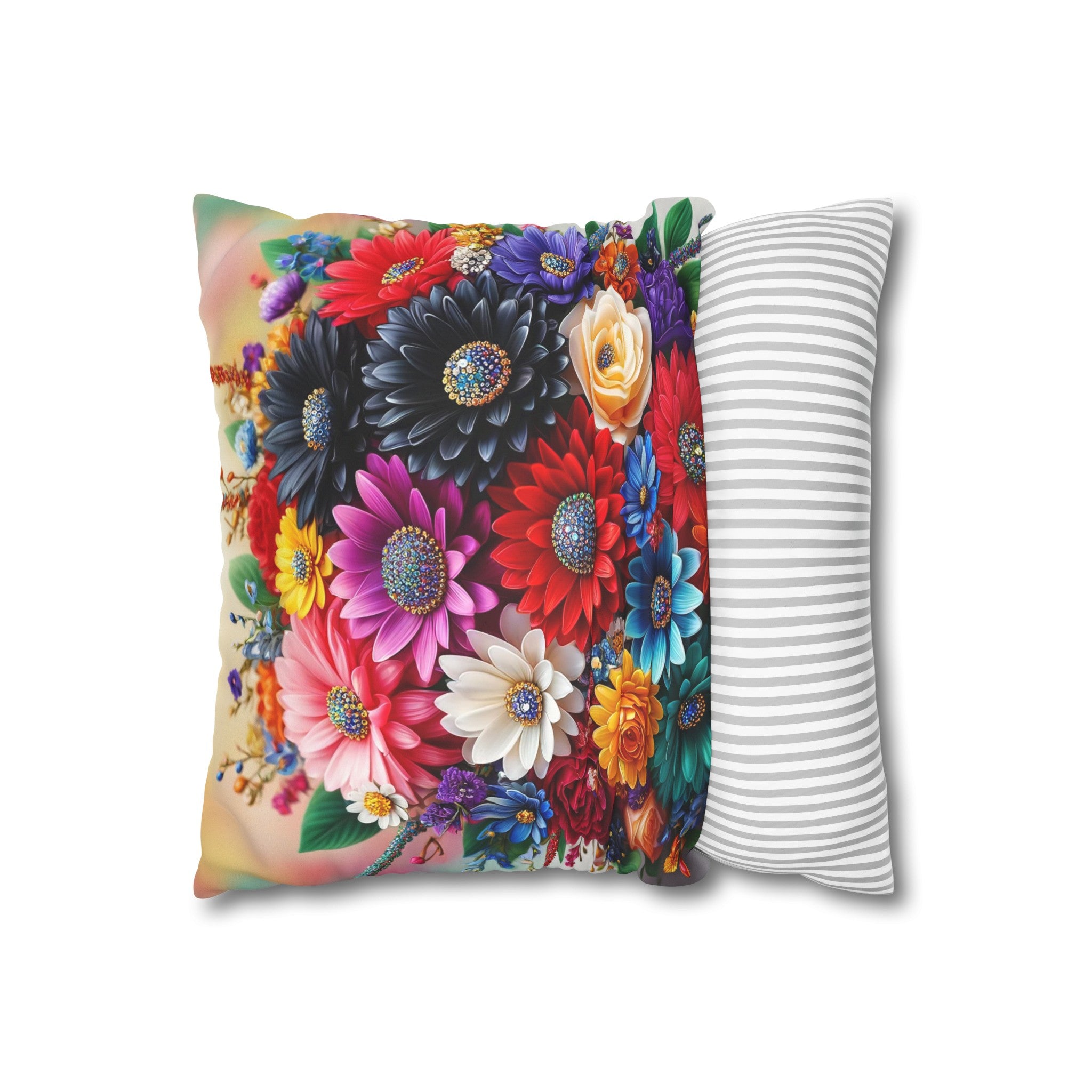 Colourful Bouquet (3) - Suede Square Pillowcase