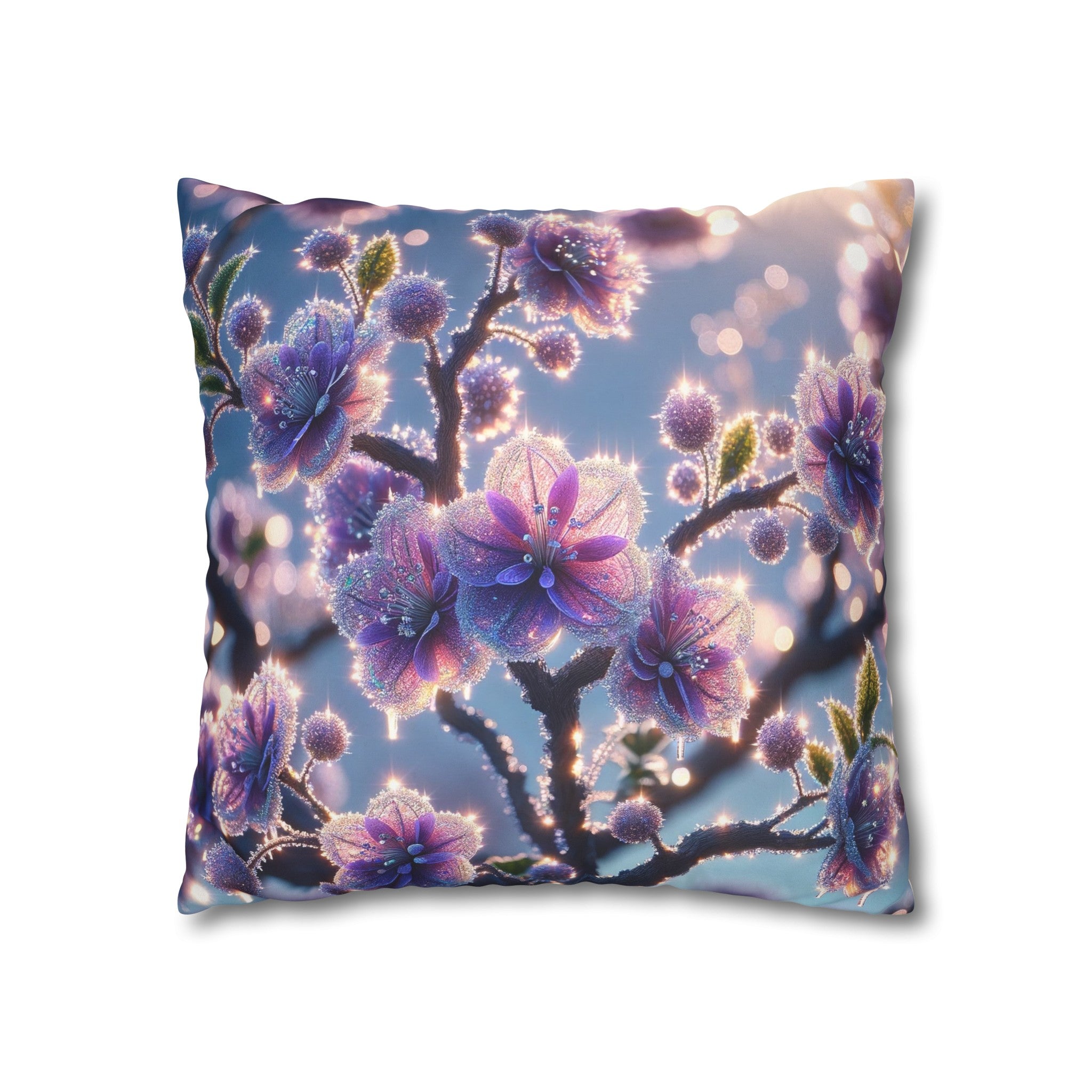 Purple diamond flowers (1) - Suede Square Pillowcase