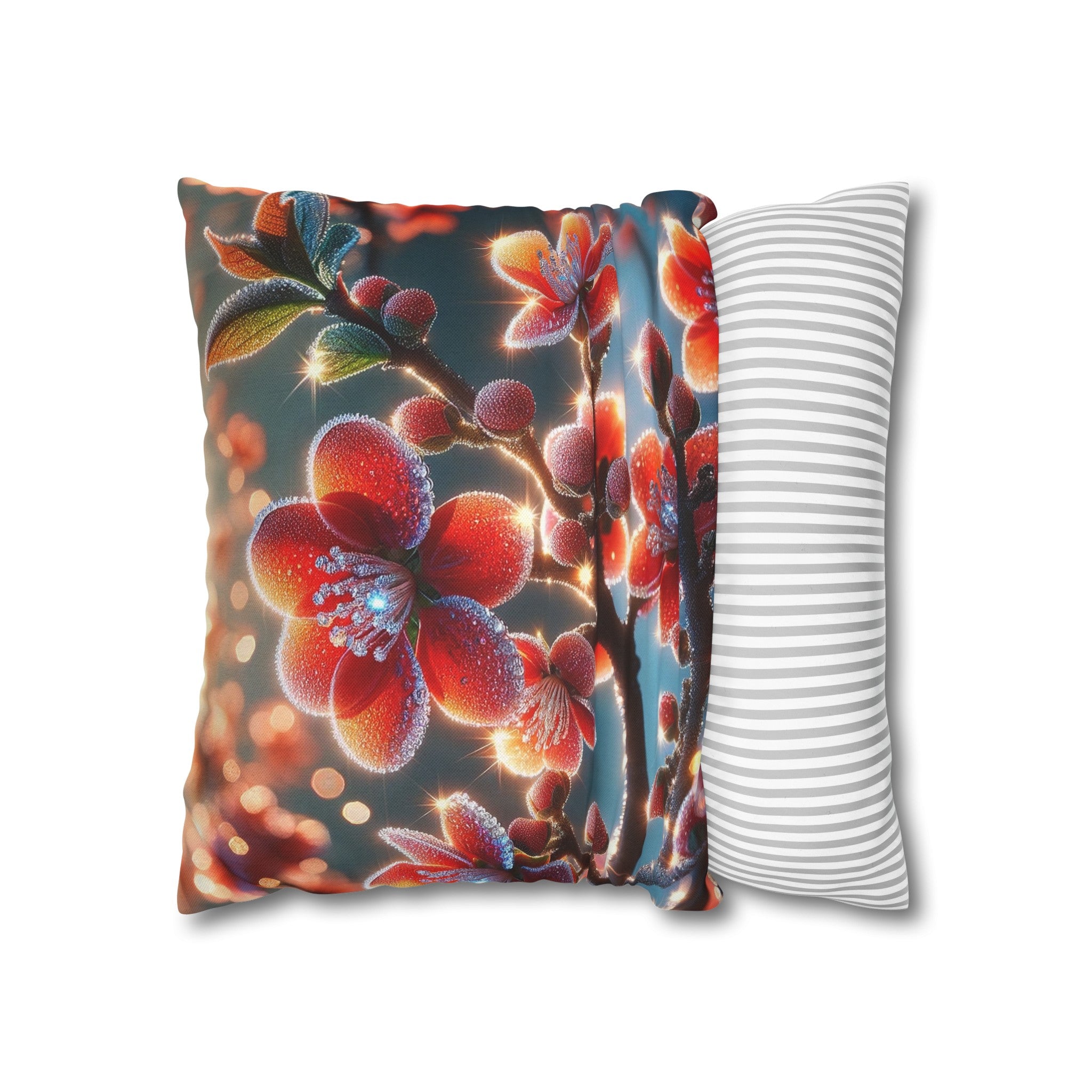 Red diamond flowers (3) - Polyester Square Pillowcase