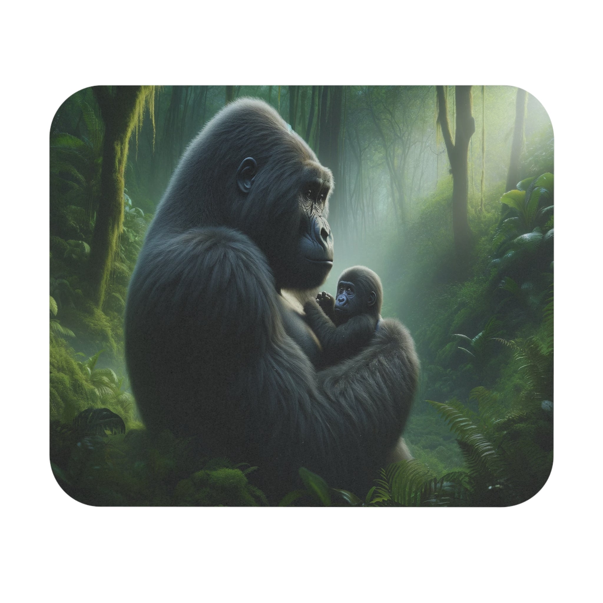 Mother Gorilla with baby - Mouse Pad (Rectangle)