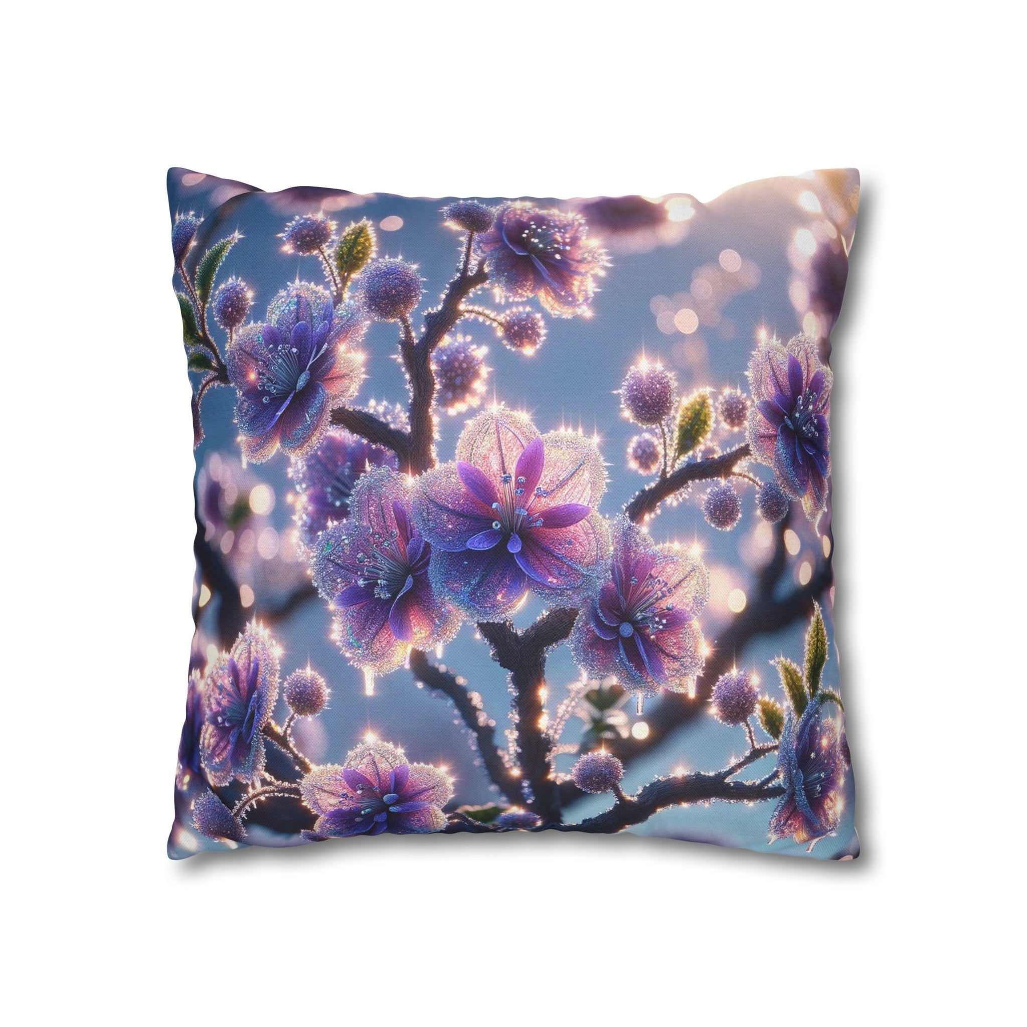 Purple diamond flowers (1) -  Polyester Square Pillowcase