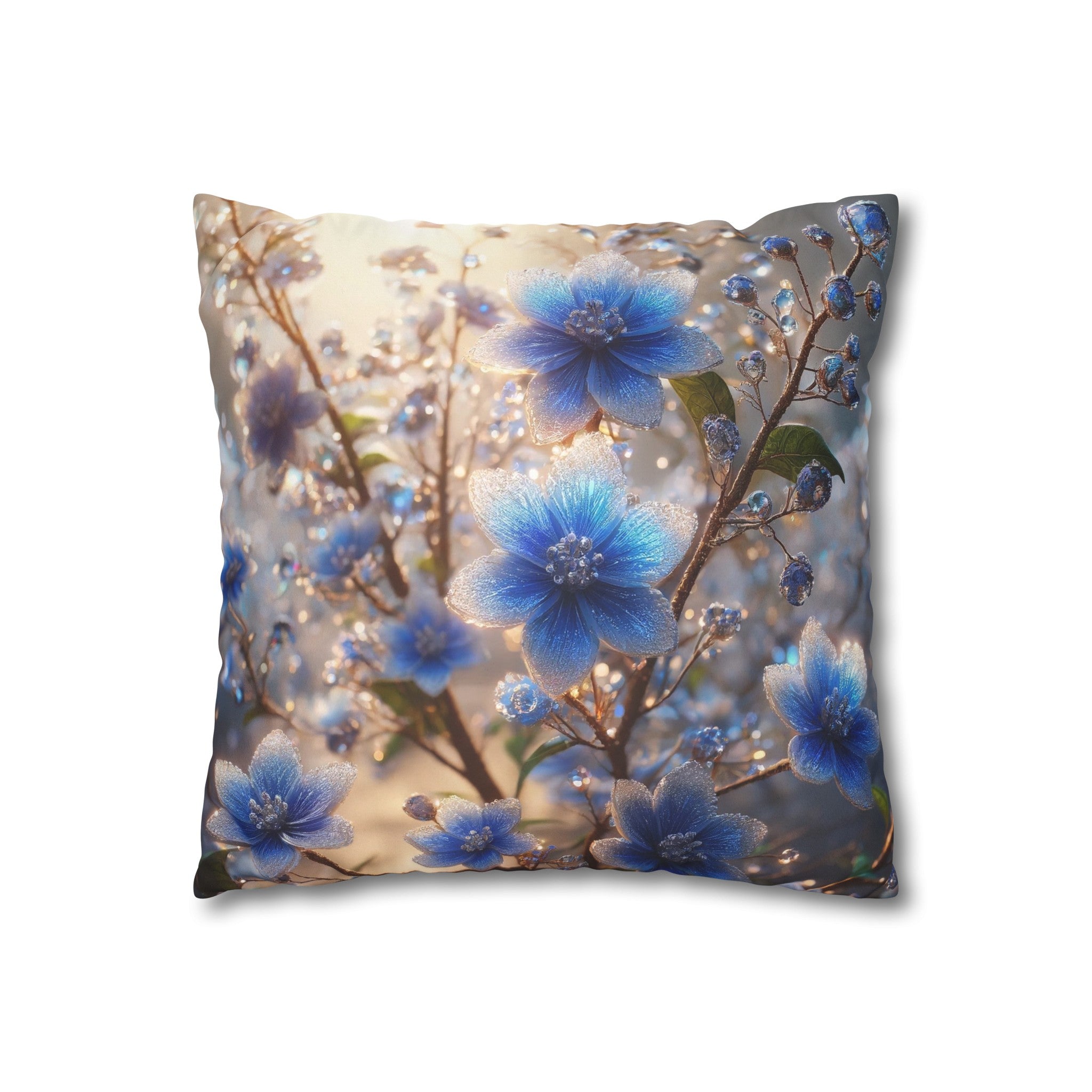 Blue, diamond flowers (4) - Suede Square Pillowcase