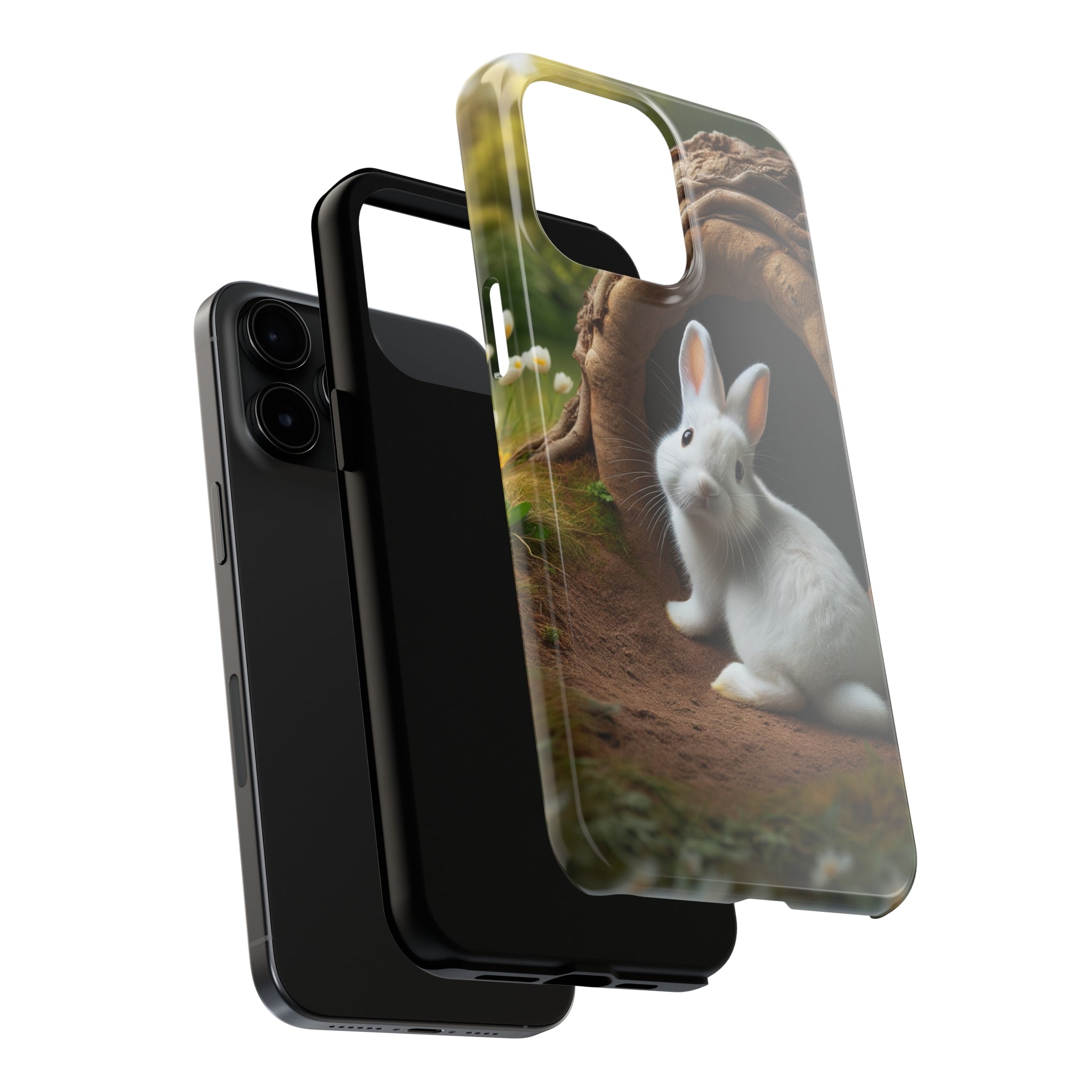 White curious rabbit - Tough Phone Case