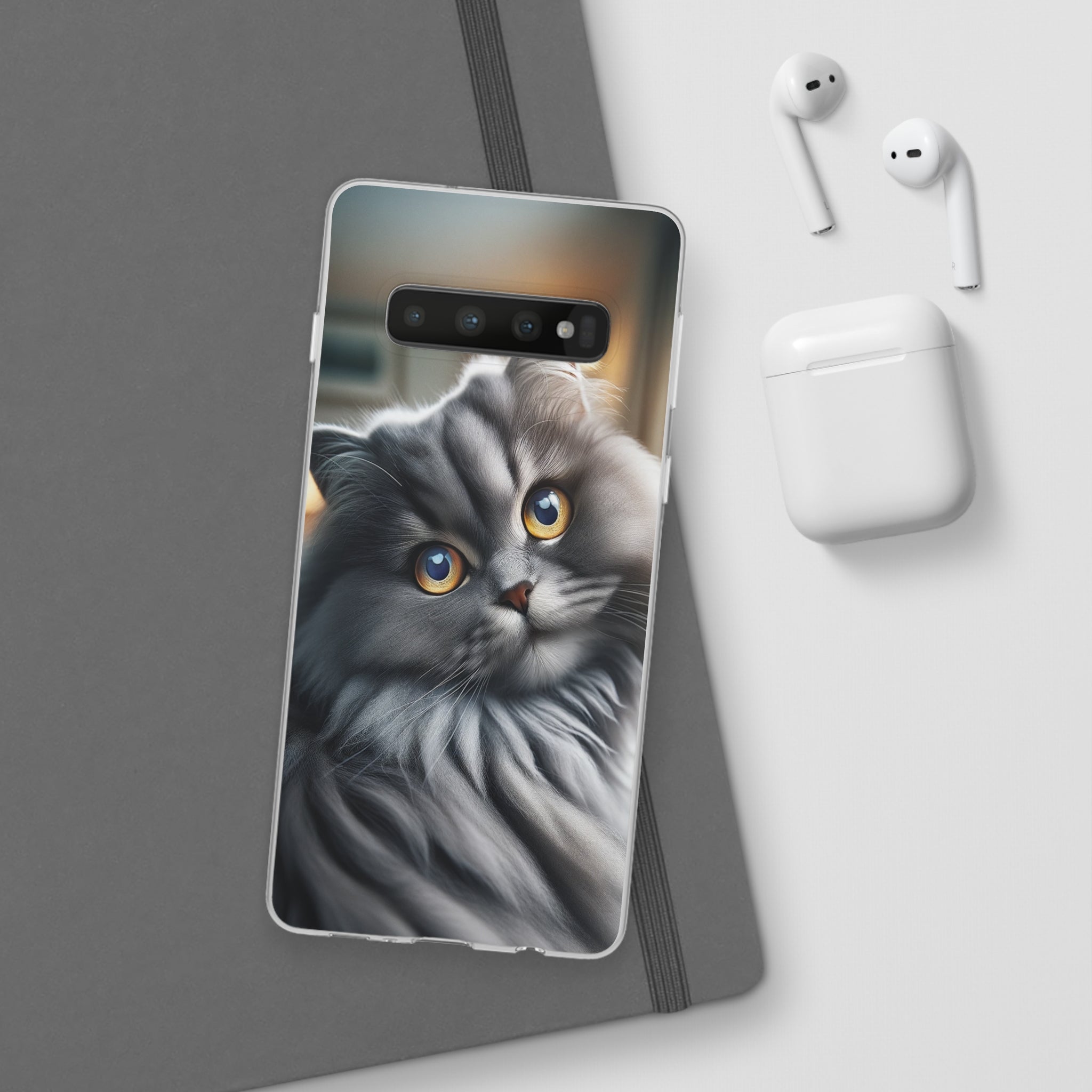 Curious, grey cat - Flexi Case (Samsung only)