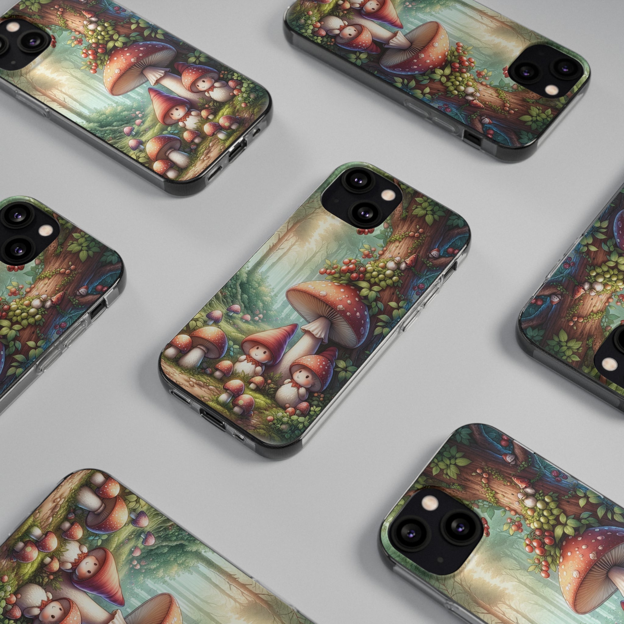 Gnomes and mushrooms - Soft Phone Case