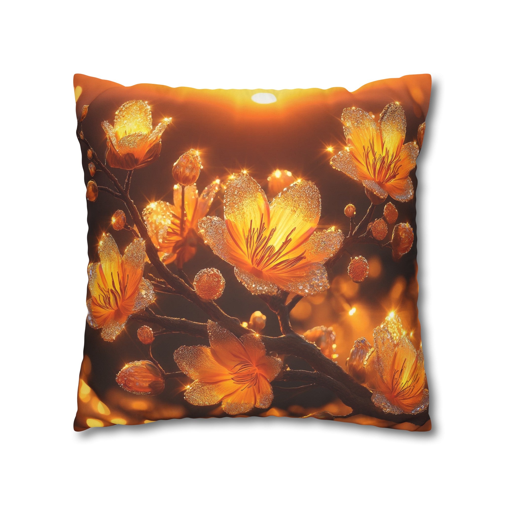 Yellow diamond flowers (3) - Suede Square Pillowcase