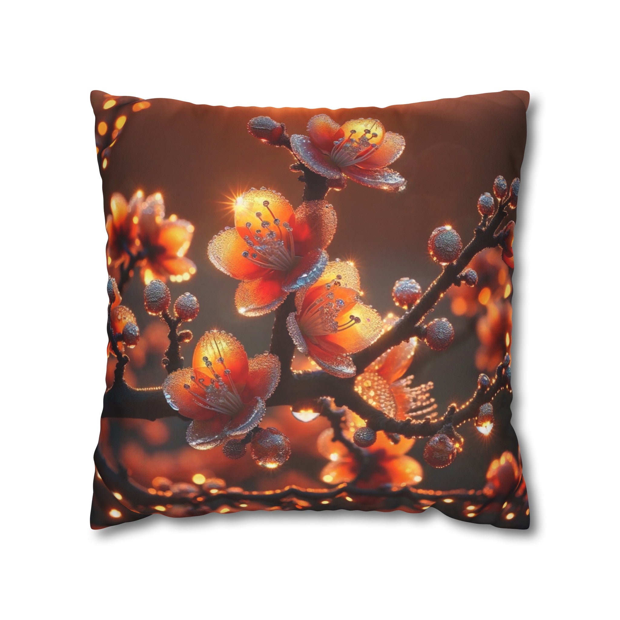 Orange diamond flowers (1) - Suede Square Pillowcase