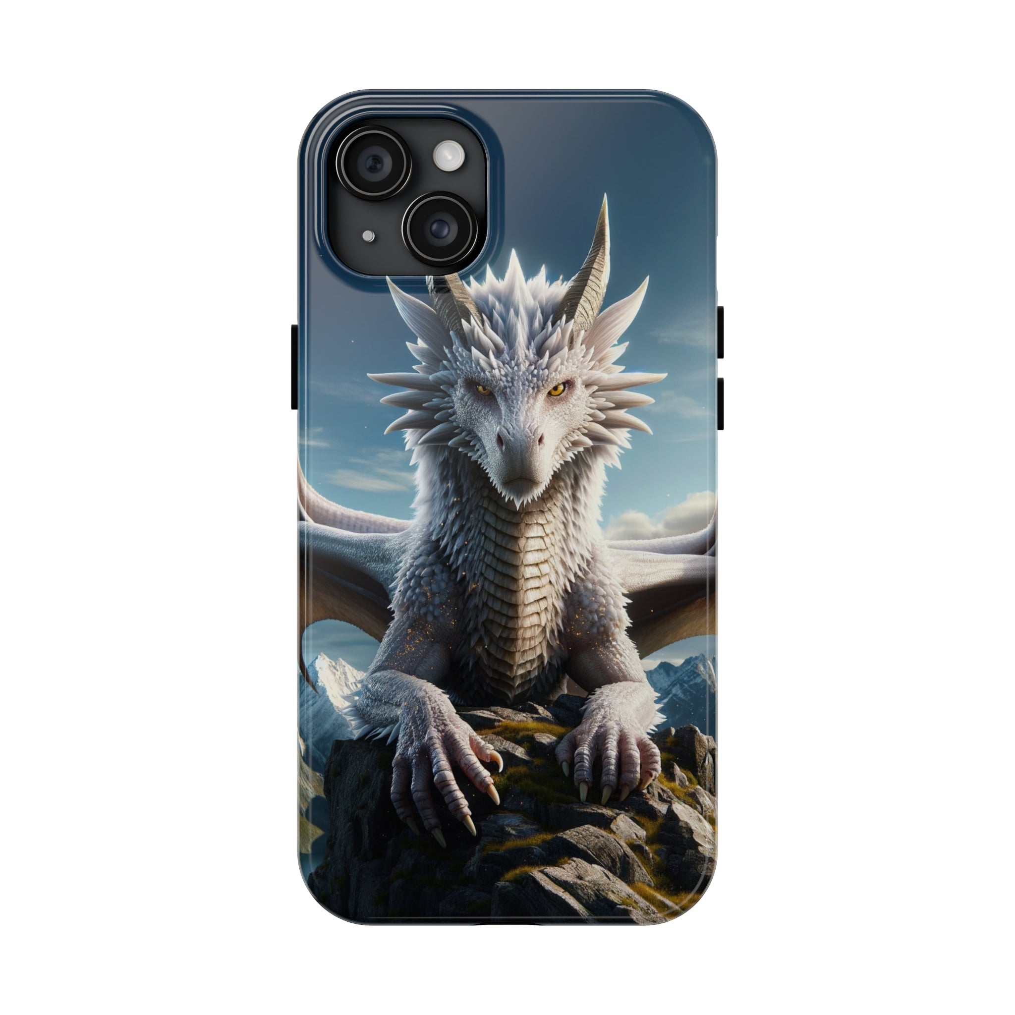 White dragon on a rock - Tough Phone Case