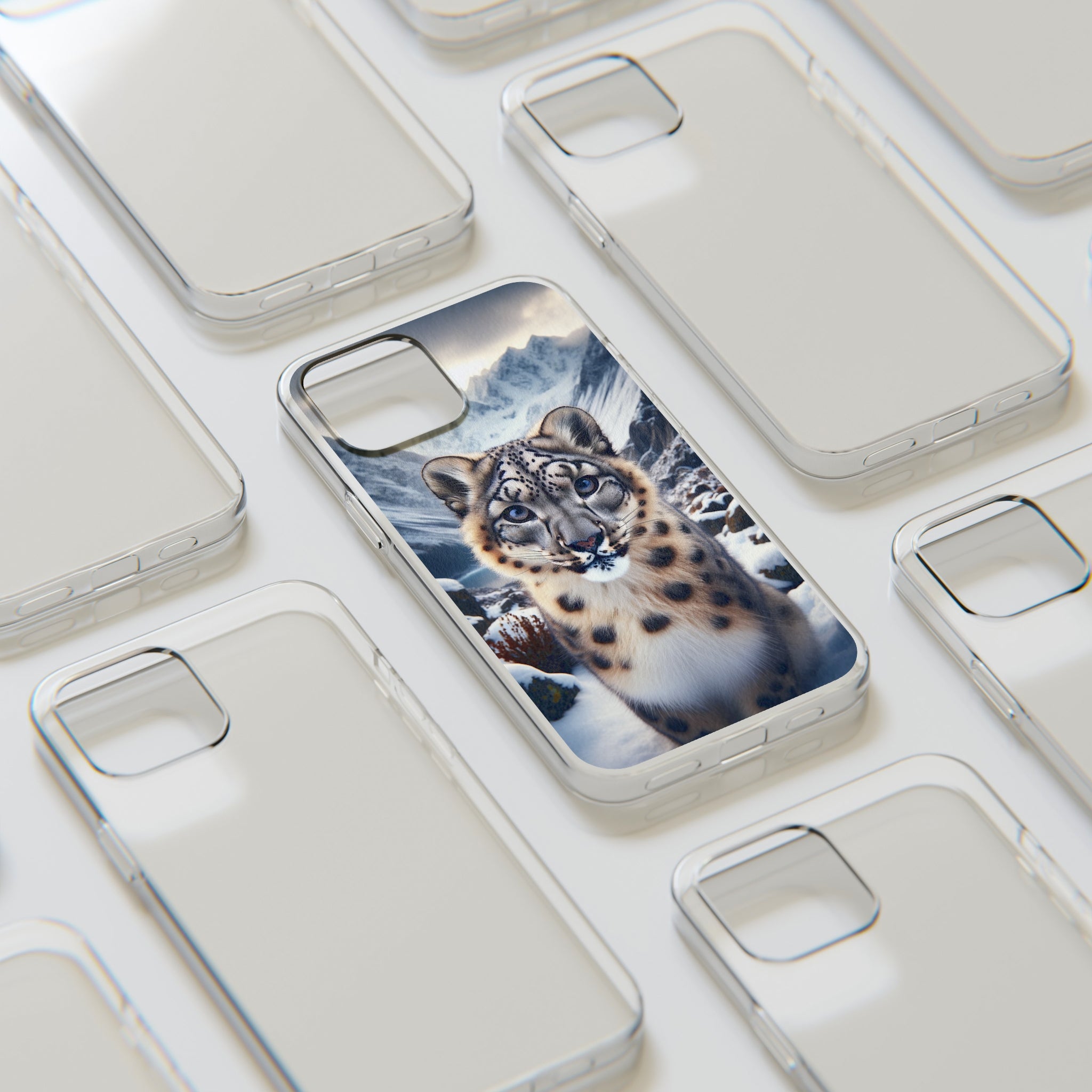 Curious Snow Leopard - Soft Phone Case