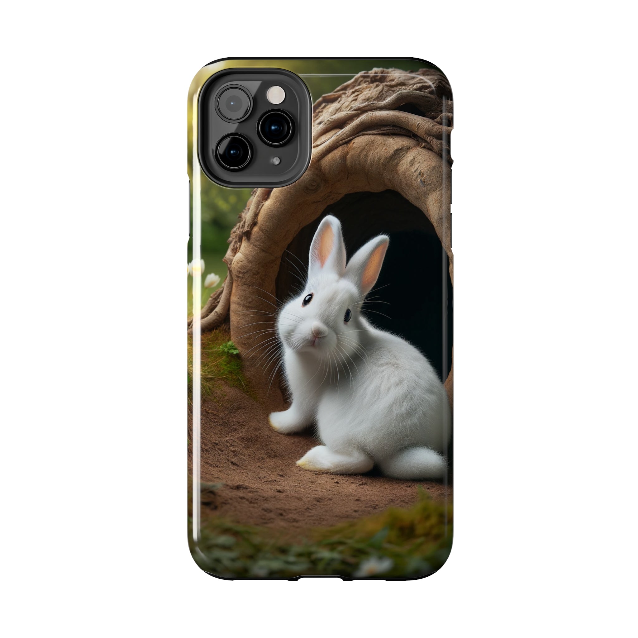 White curious rabbit - Tough Phone Case