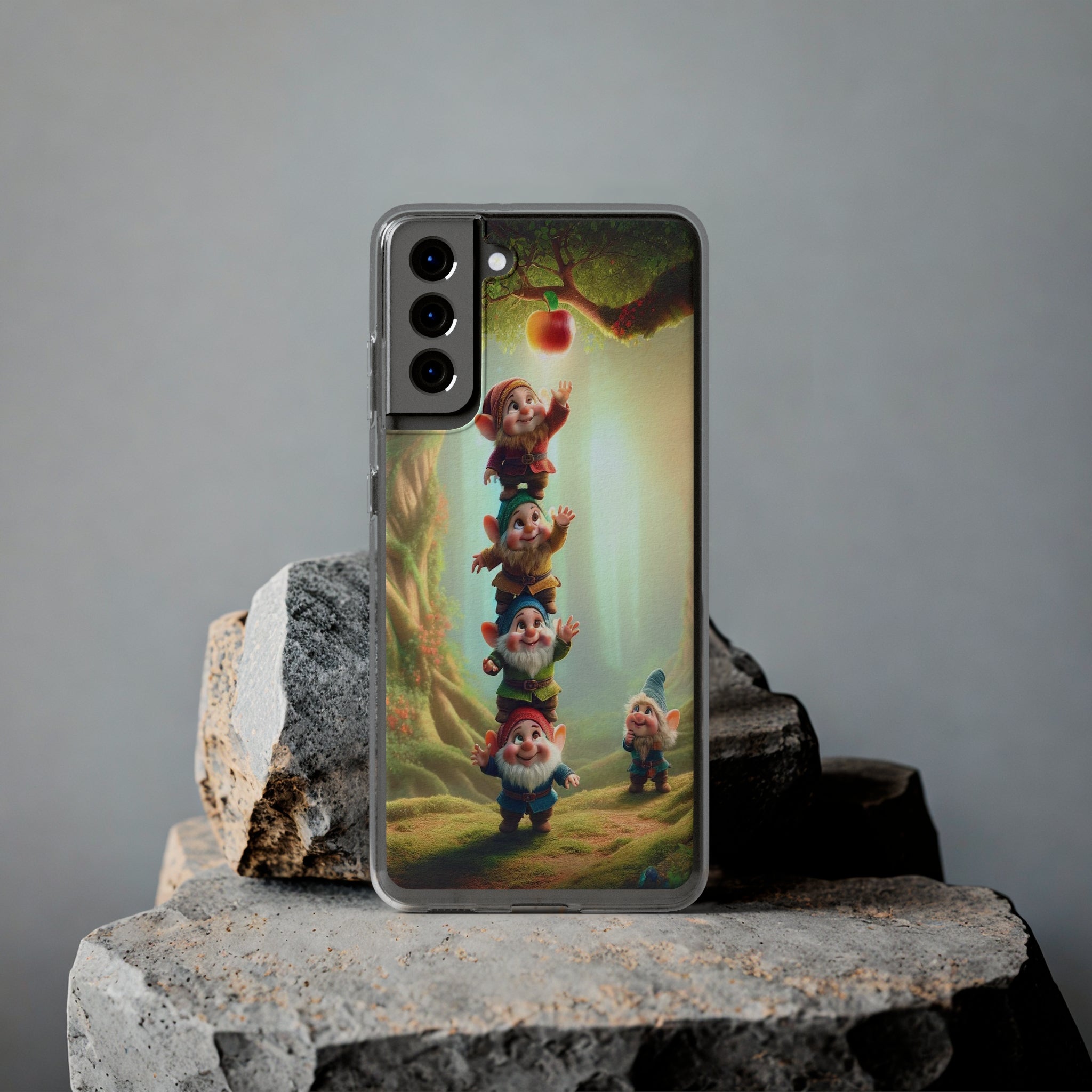 Gnomes reaching an apple - Soft Phone Case