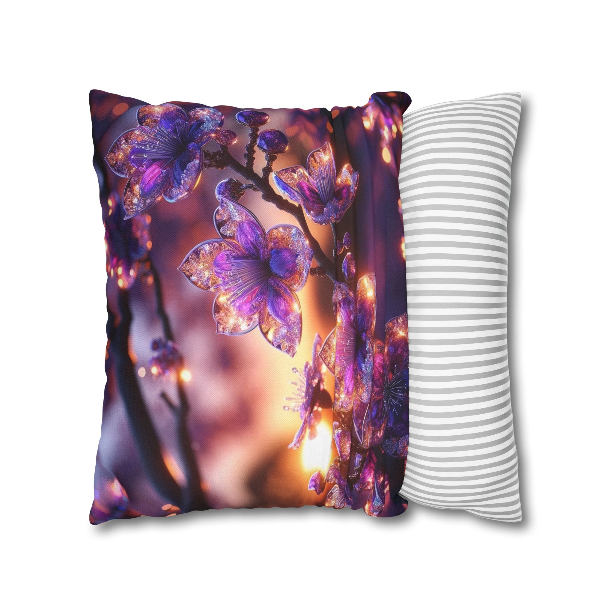 Purple diamond flowers (4) - Polyester Square Pillowcase