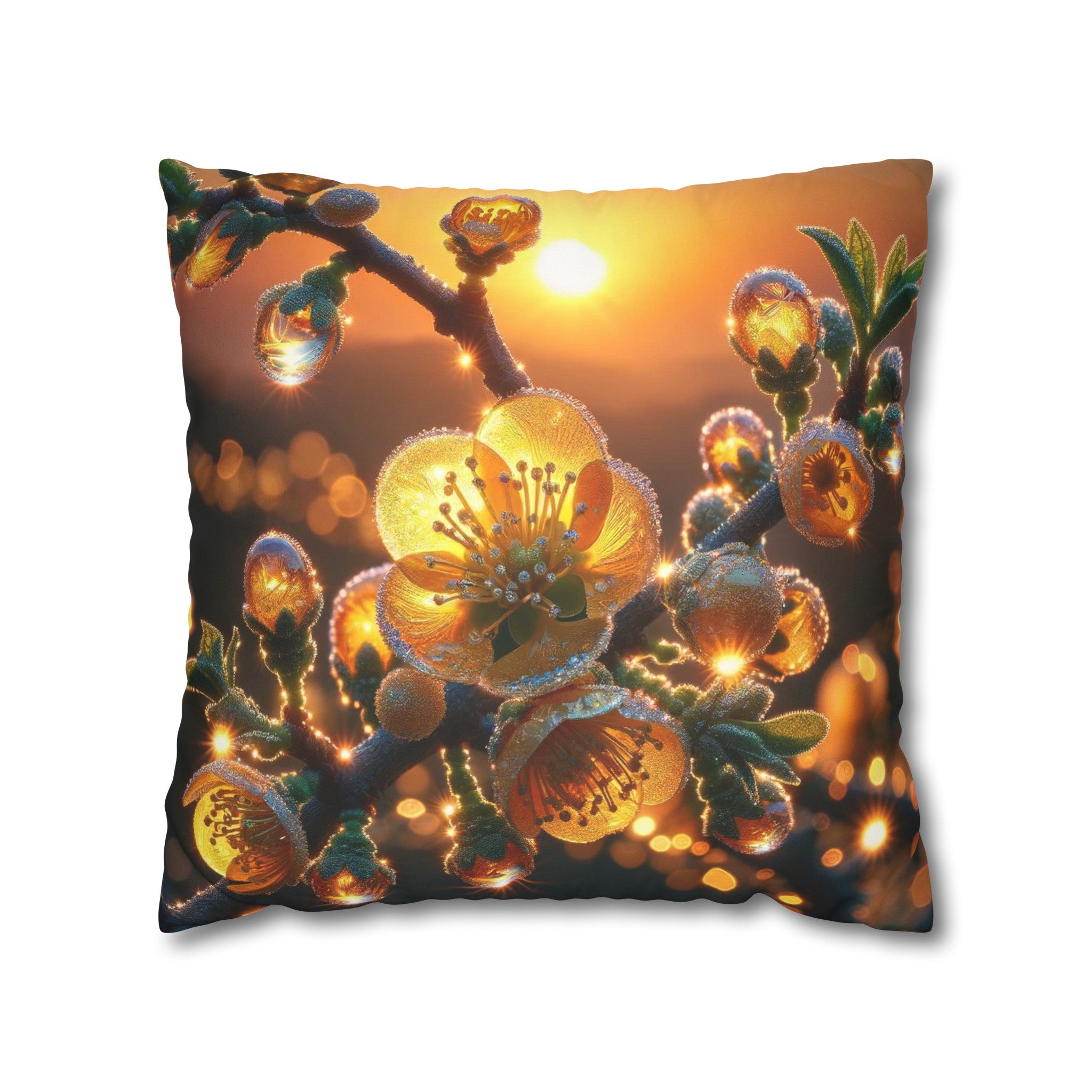 Yellow diamond flowers (2) - Suede Square Pillowcase