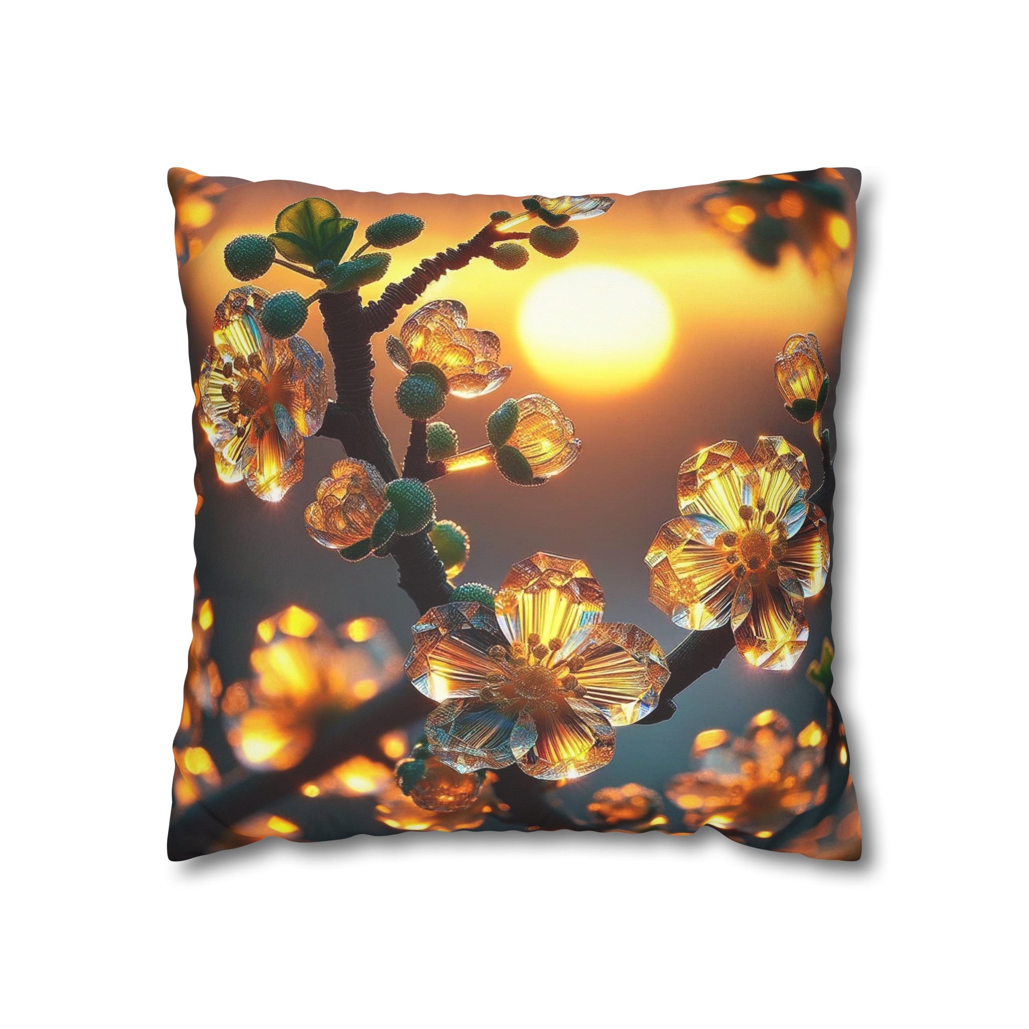 Yellow diamond flowers (4) - Suede Square Pillowcase